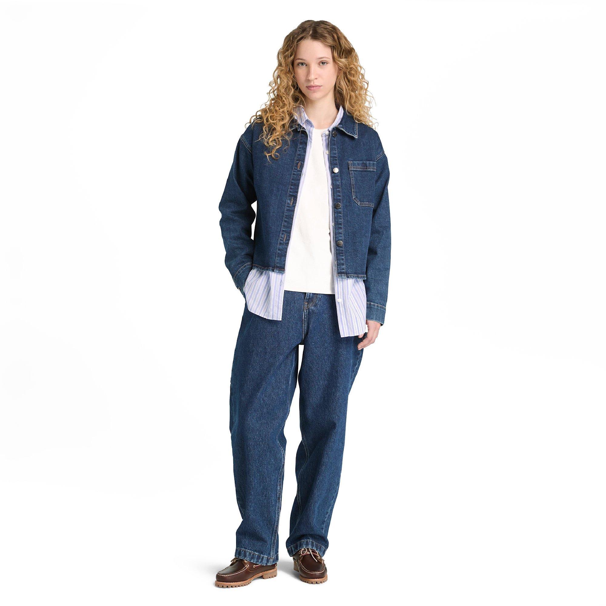 Azul pizarra - Timberland - Women's Long-Sleeve Oversized Fit Denim Jacket - 4
