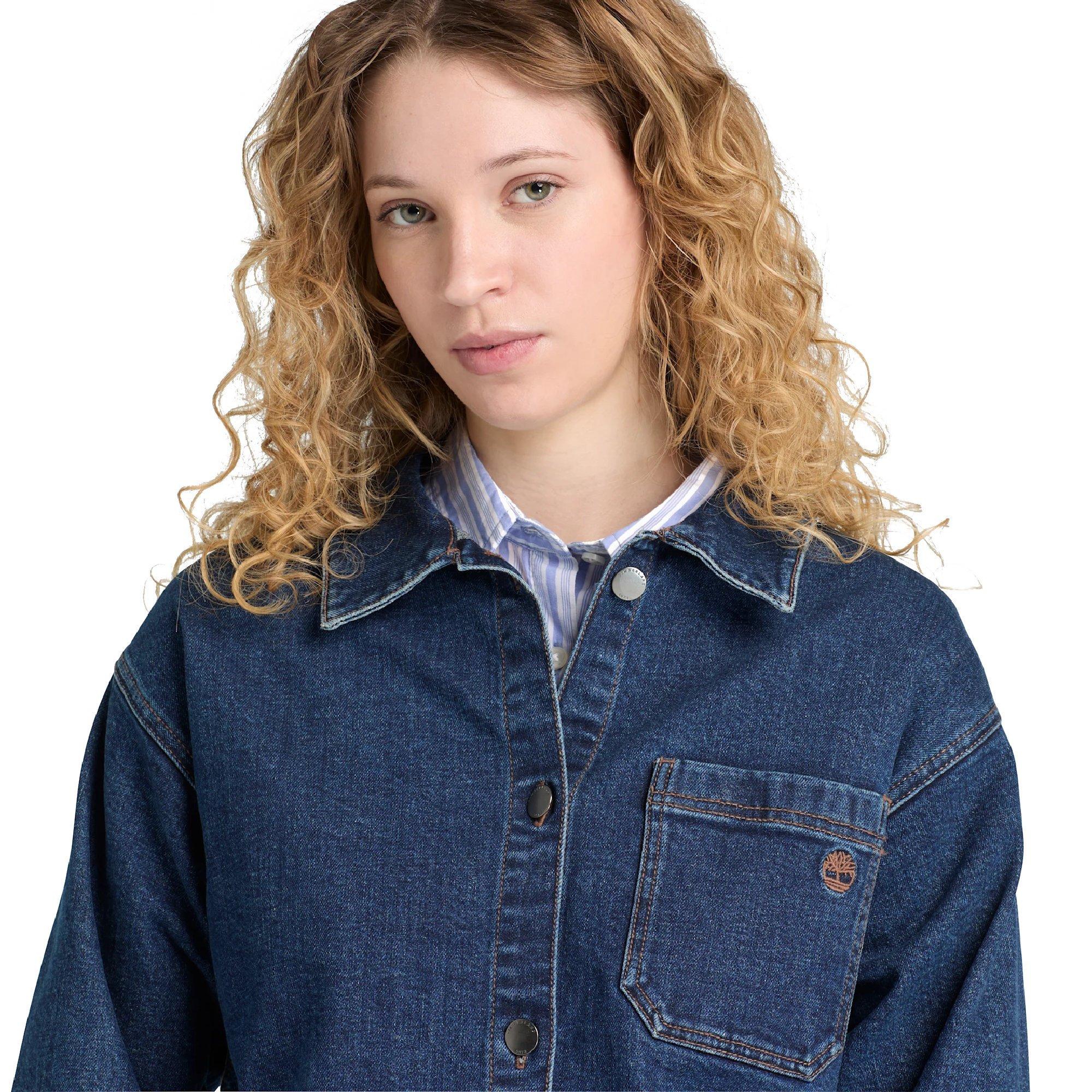 Azul pizarra - Timberland - Women's Long-Sleeve Oversized Fit Denim Jacket - 5