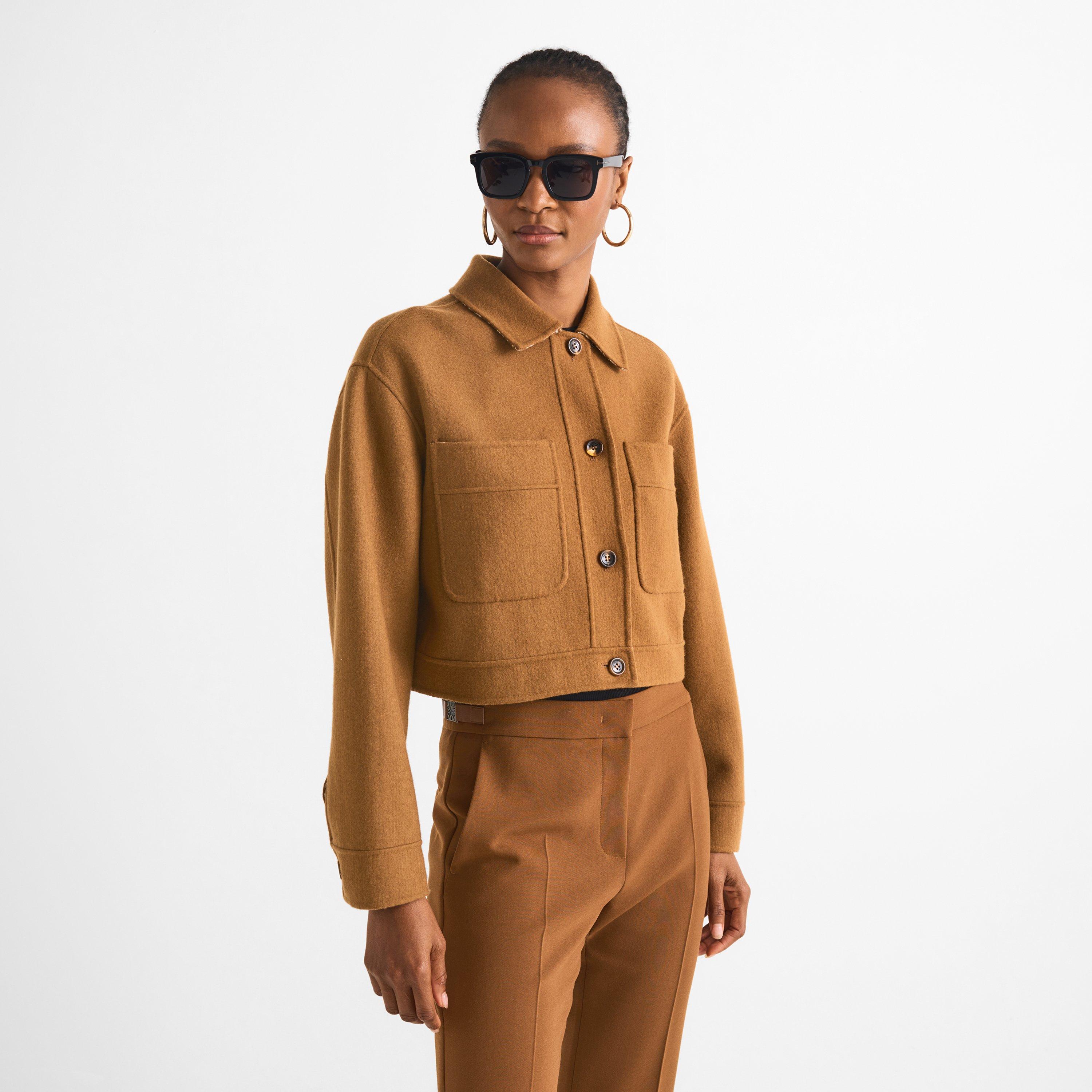 Tobacco - Max Mara - Women's Mxmutopia Cropped Wool Aviator Jacket - 3