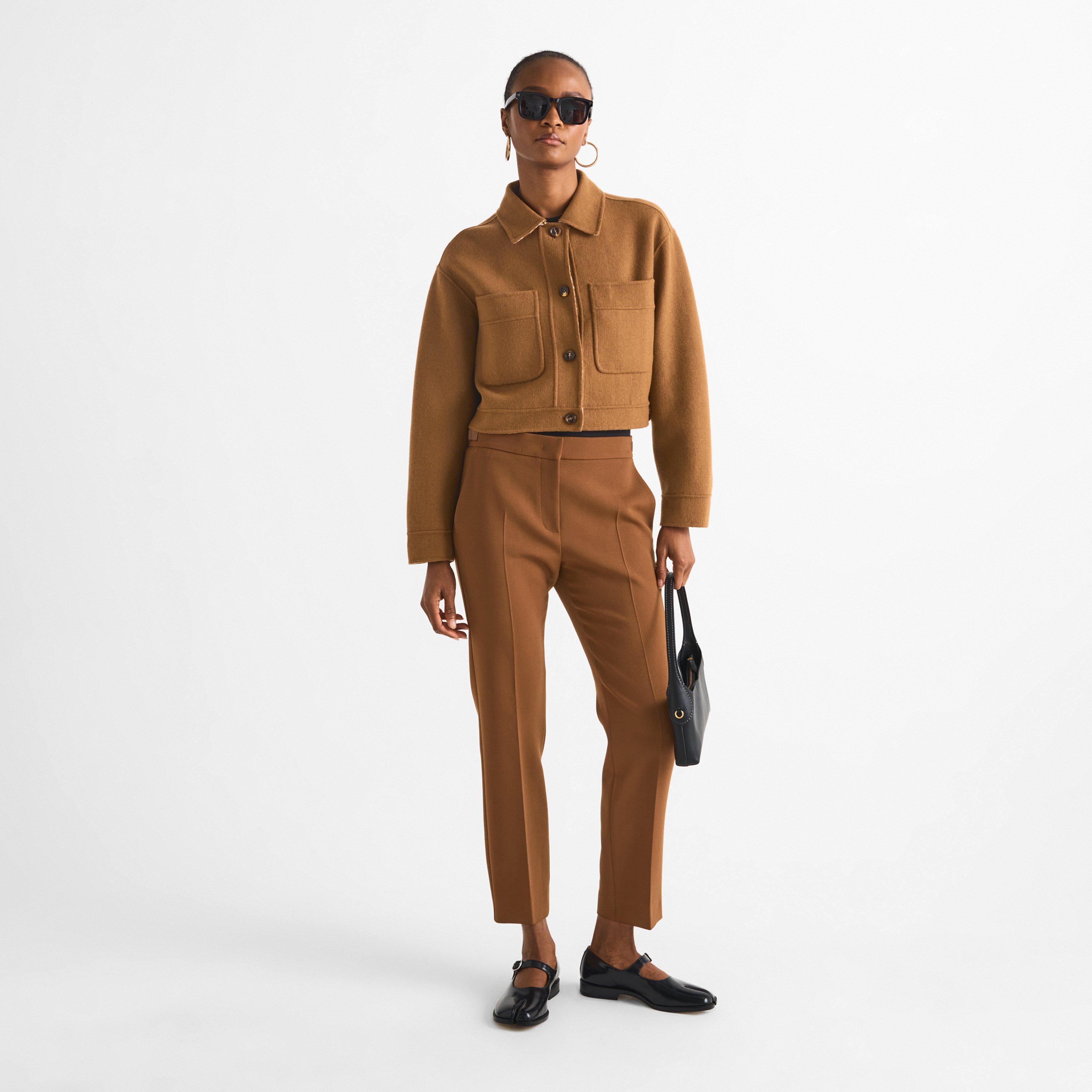 Tobacco - Max Mara - Women's Mxmutopia Cropped Wool Aviator Jacket - 7