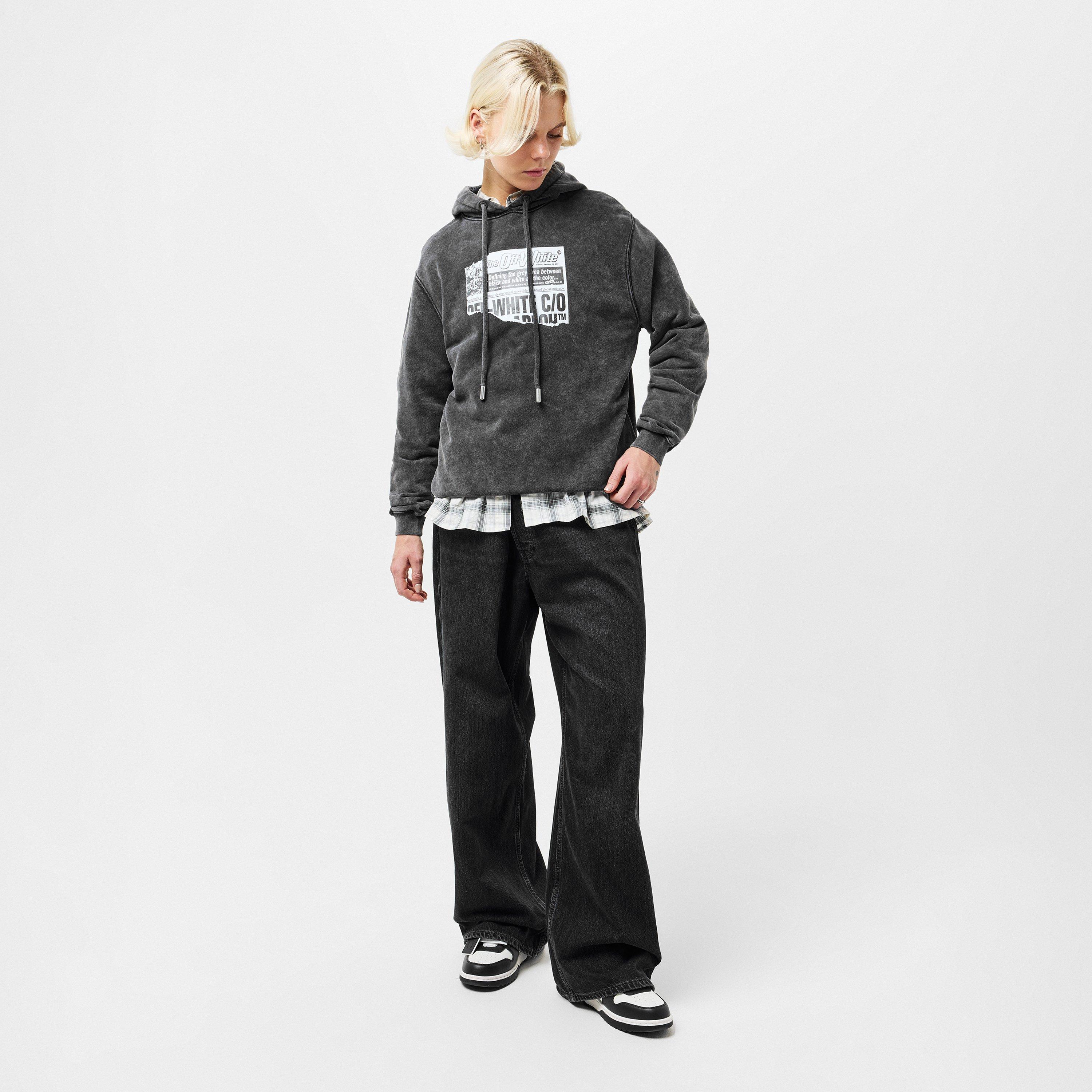 Black - Off White - Women's News Hoodie - 6