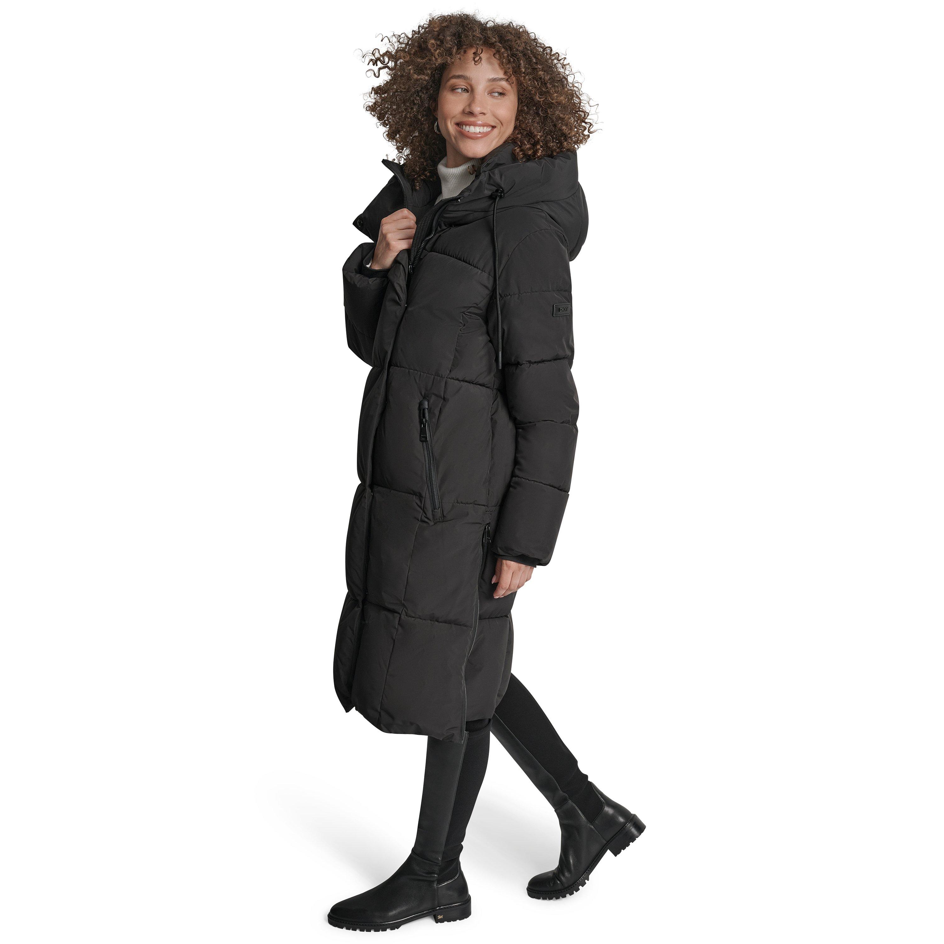 Black - DKNY - Women's Heavy Long Puffer Jacket - 3