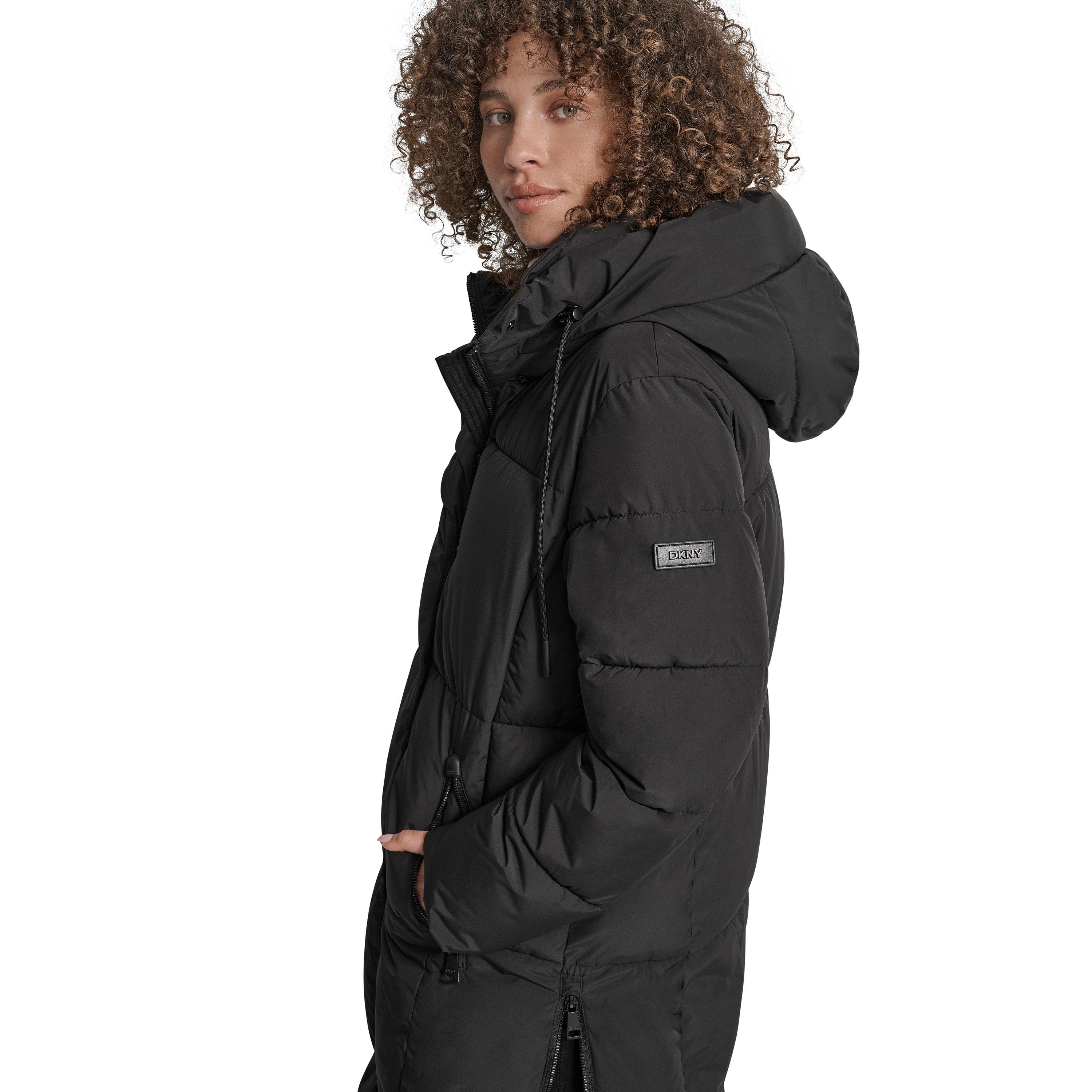 Black - DKNY - Women's Heavy Long Puffer Jacket - 4
