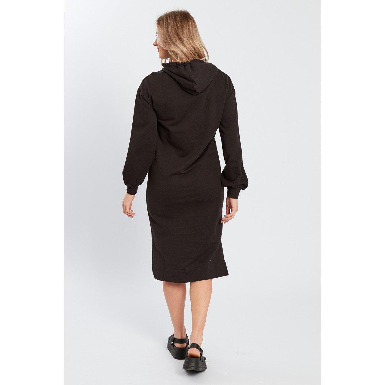 Zwart - Influence - Long-Line Hooded Knitted Jumper Dress - 2