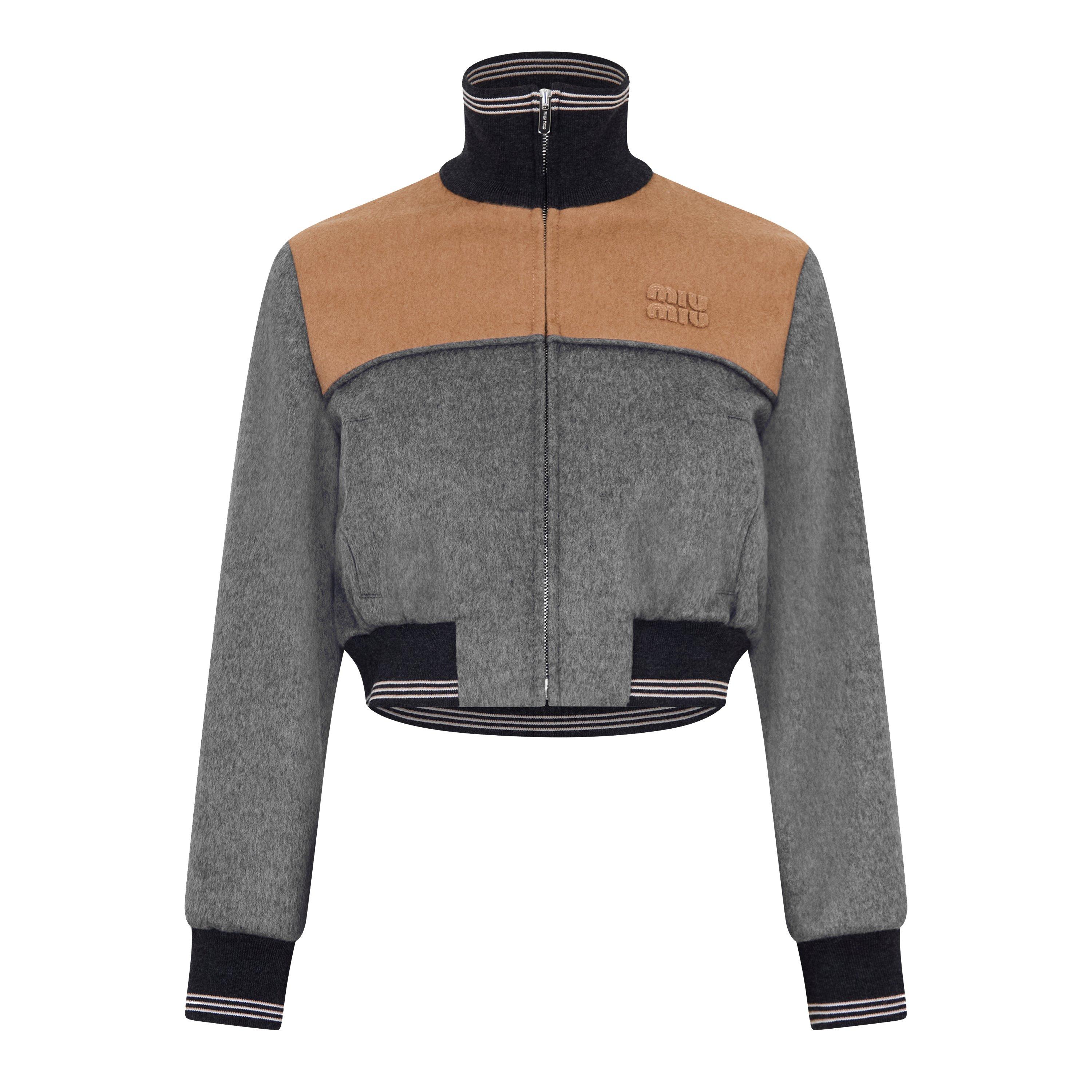 Miu Miu Women's Bicolour Cropped Softshell Jacket - Grigio/Cammello - Size 40 (UK 8)