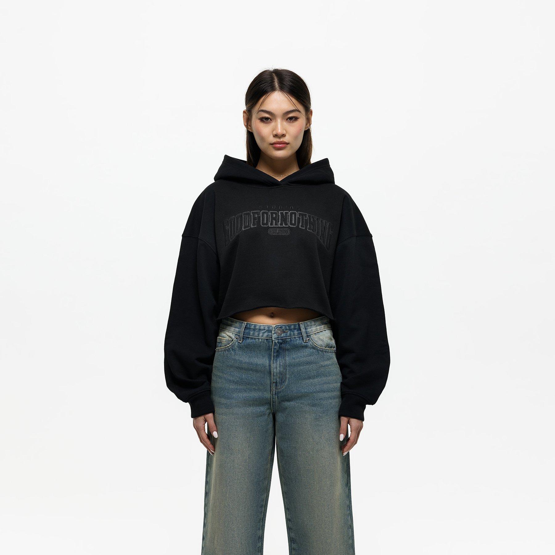 Schwarz - Good For Nothing - Cropped Hoodie - 1