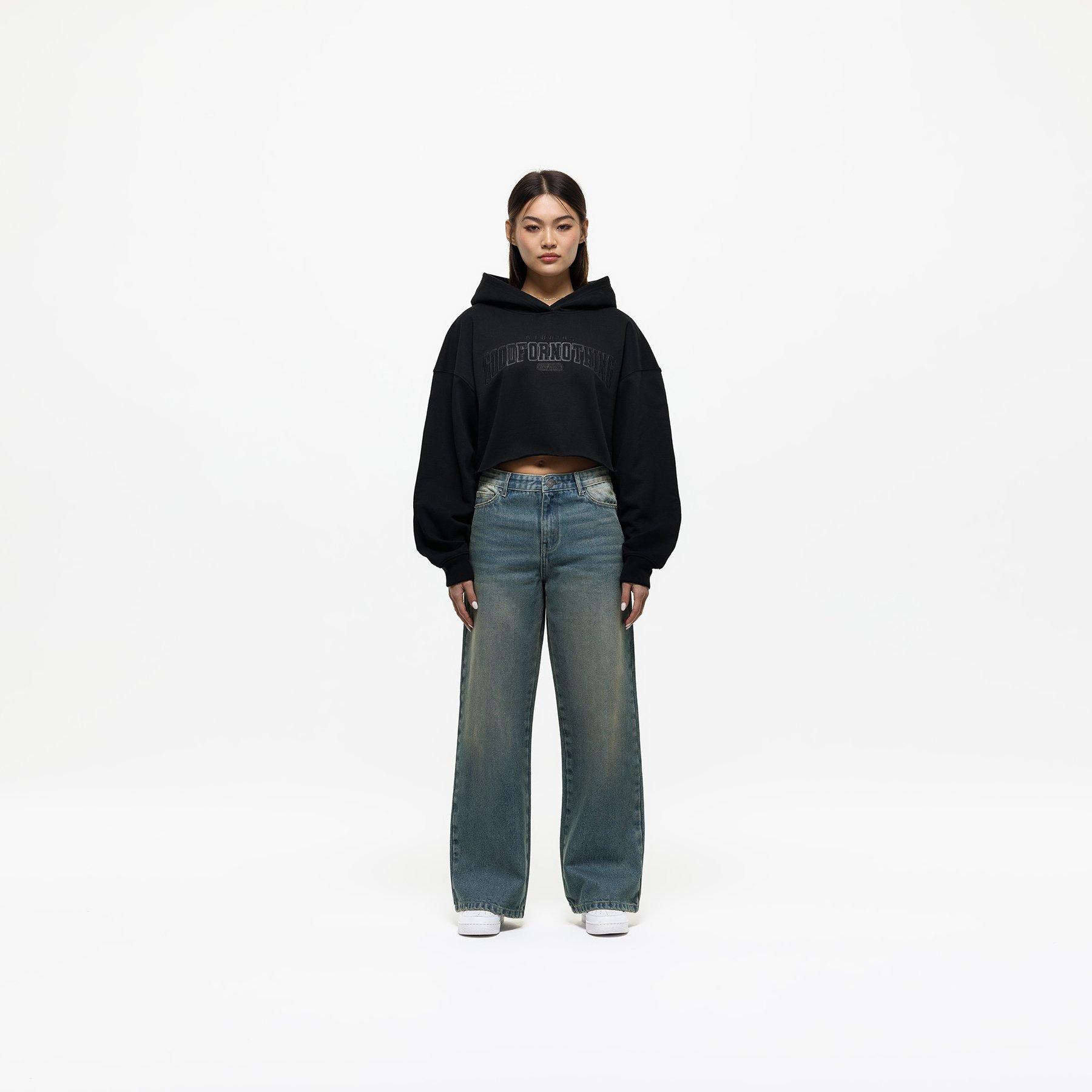 Schwarz - Good For Nothing - Cropped Hoodie - 2