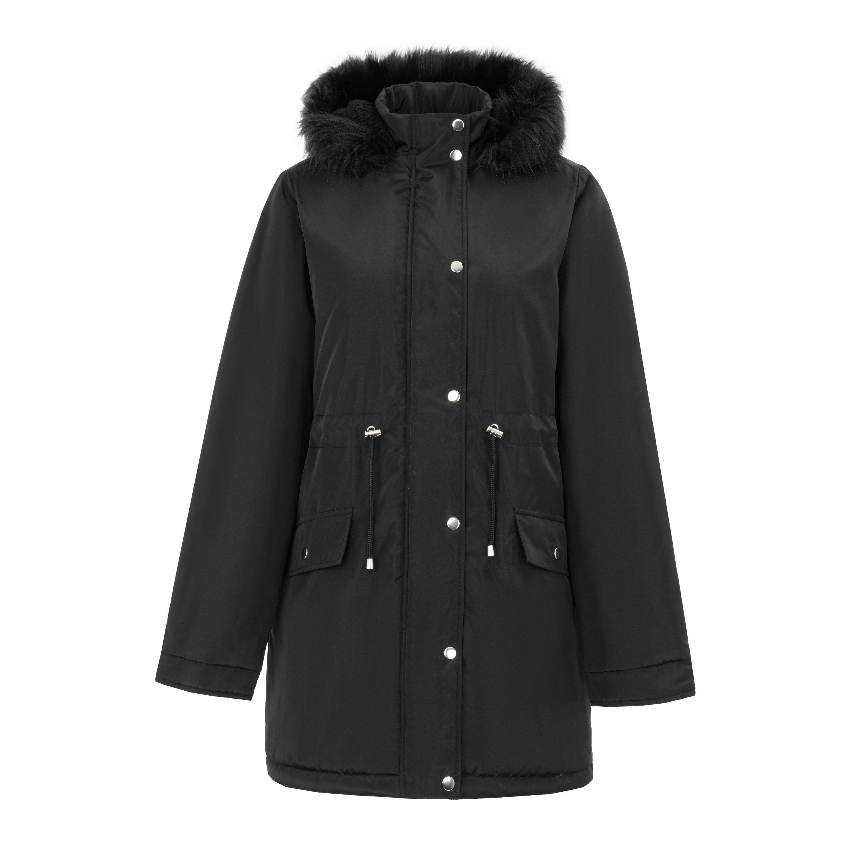 Black - Miso - Women's Full Zip Hooded Long Sleeve 2 Pockets Parka - 1