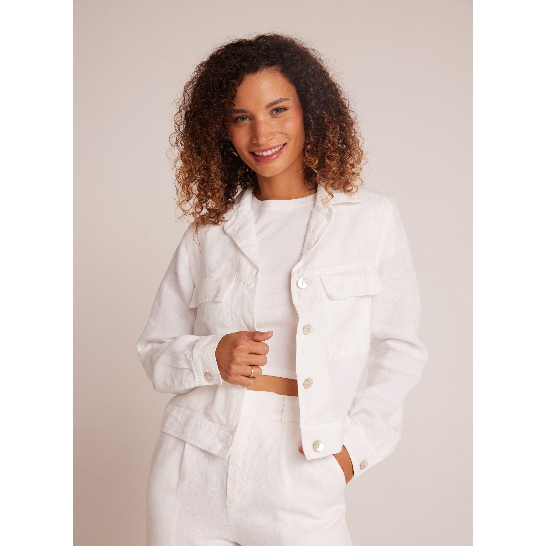 White - Bella Dahl - Women's  Flap Pocket Relaxed Fit Overshirt - 2