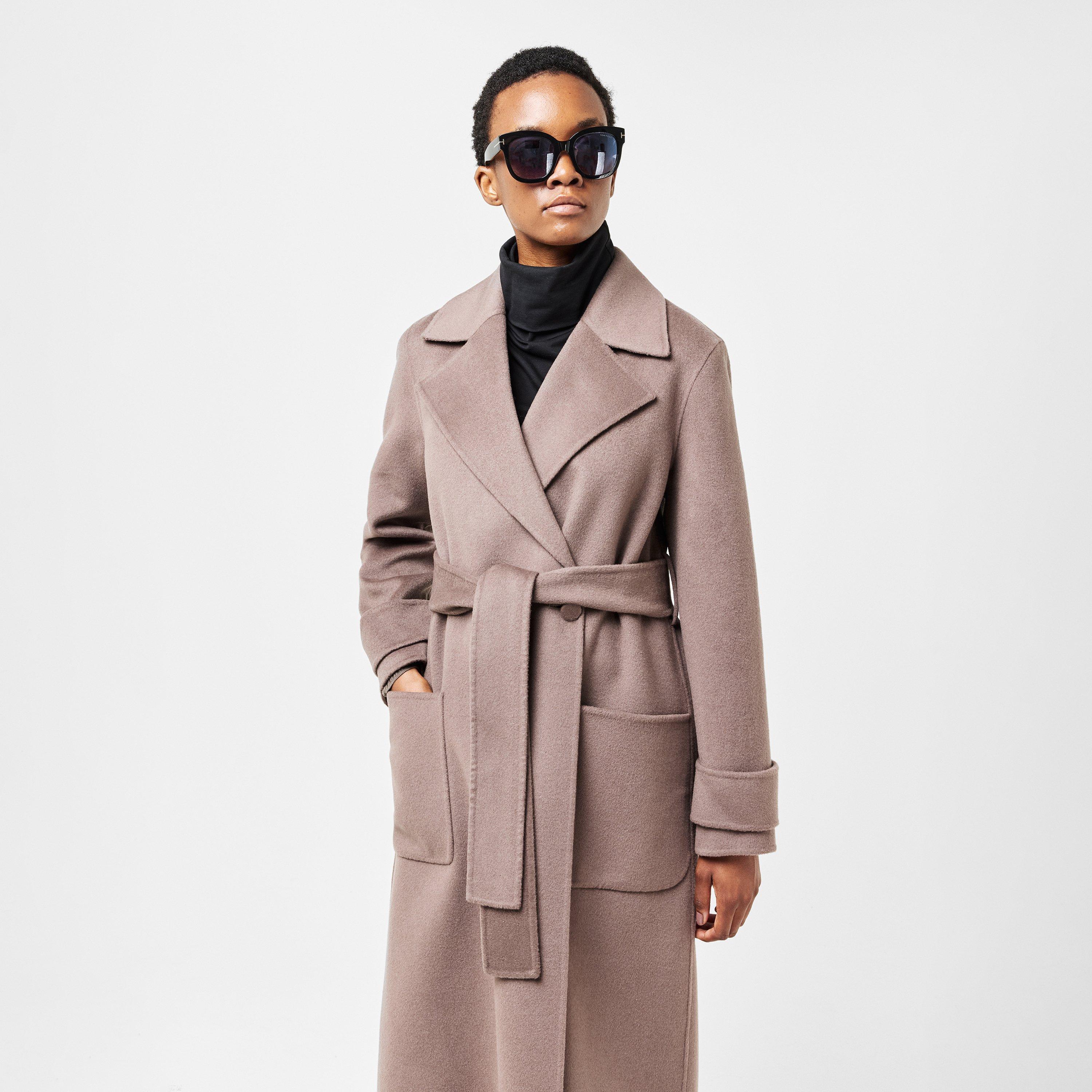 Mushroom - Joseph - Women's Structured Wool-Mix Minimalist Overcoat - 3