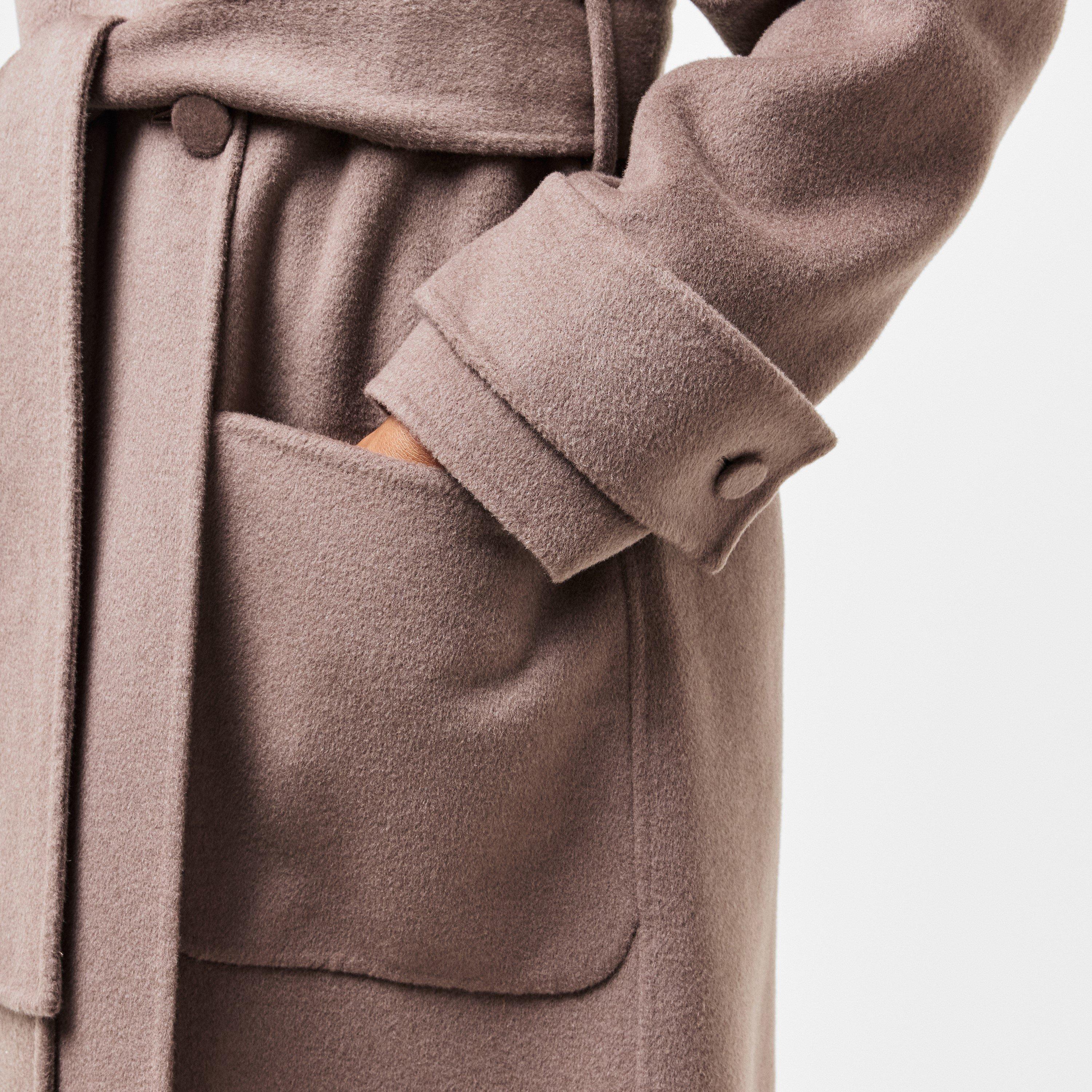 Mushroom - Joseph - Women's Structured Wool-Mix Minimalist Overcoat - 5