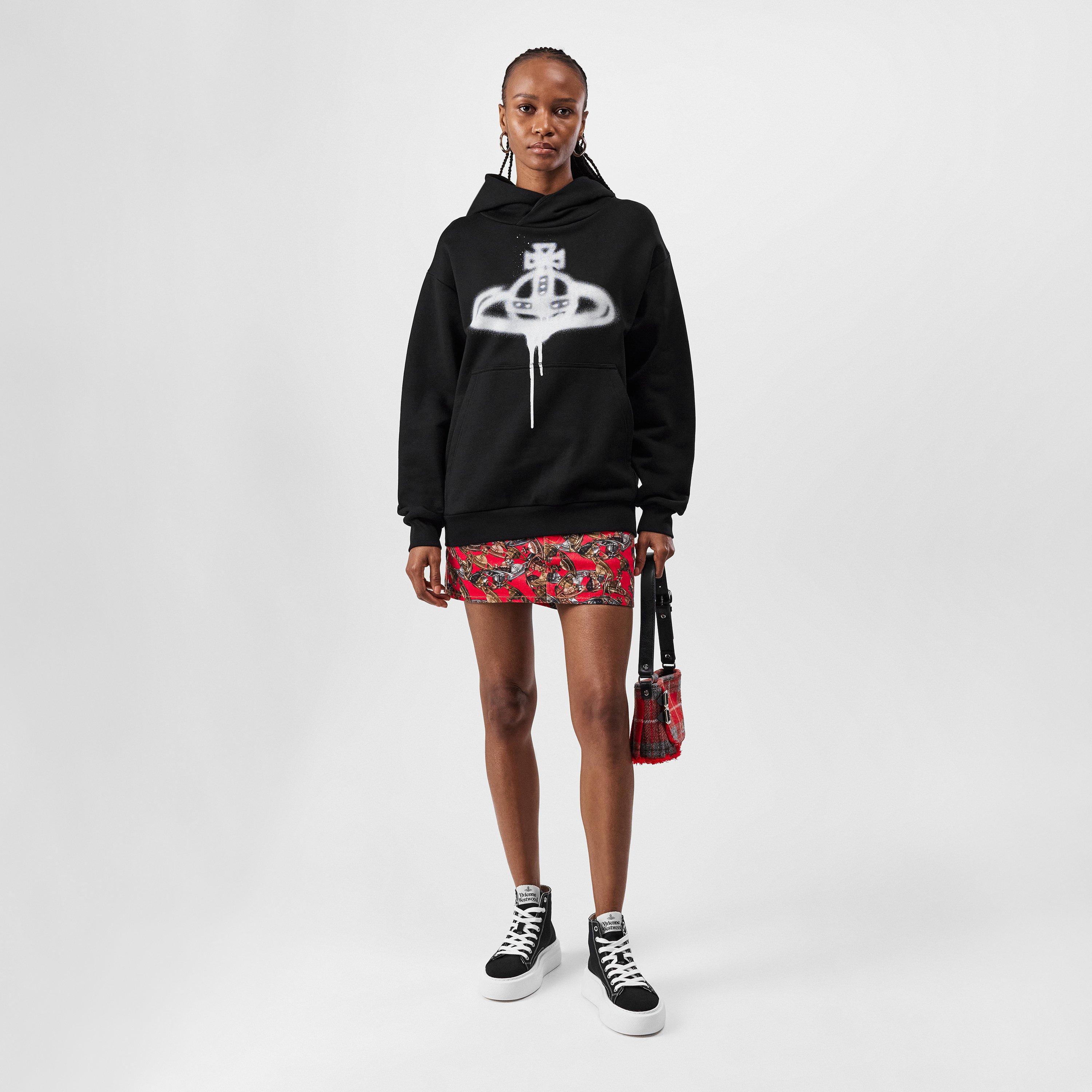 Black - Vivienne Westwood - Women's Logo Cotton Spray Orb Overhead Hoodie - 4