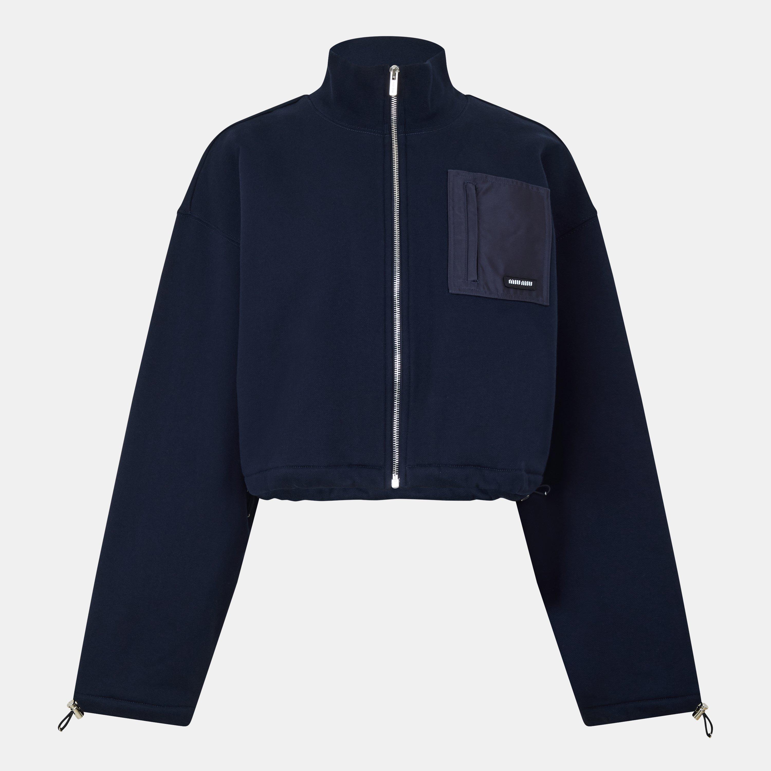Miu Miu Zippered Fleece Jacket - Bleu - Size 40 (UK 8)