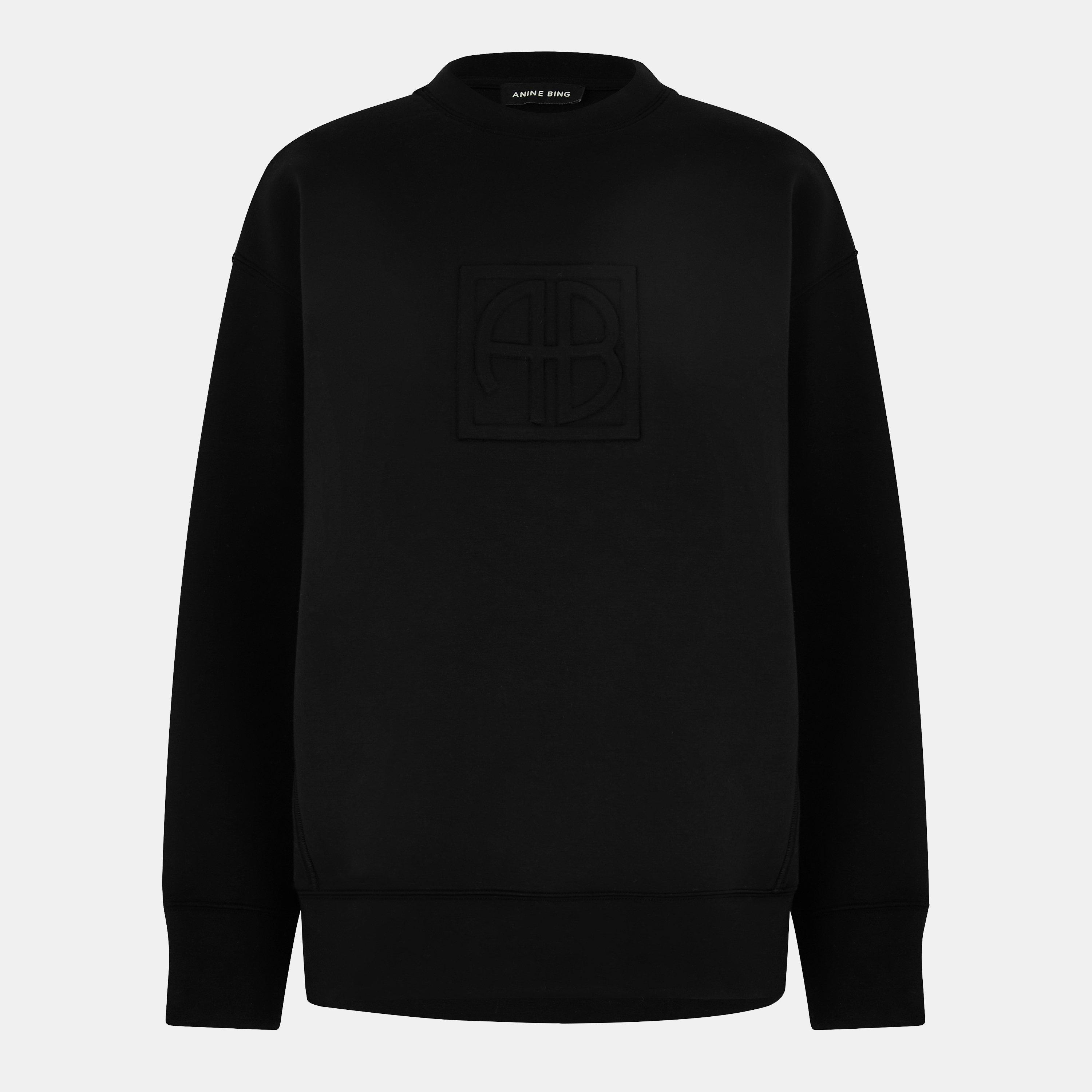 Anine Bing Women's Alto Relaxed Fit Crew Sweatshirt - Black - Size 8 (XS)