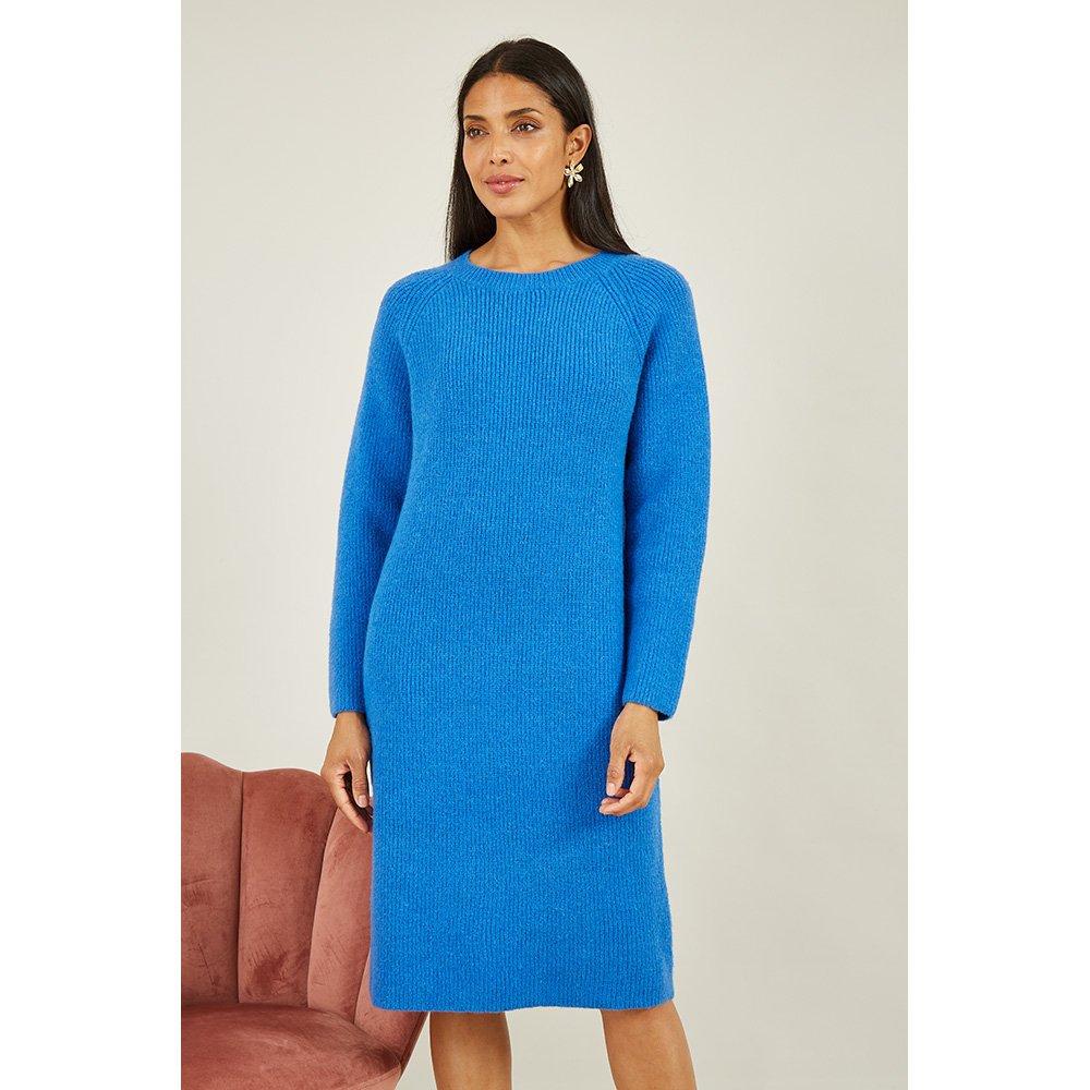 Blue - Yumi - Yumi Blue Knitted Midi Dress - 3