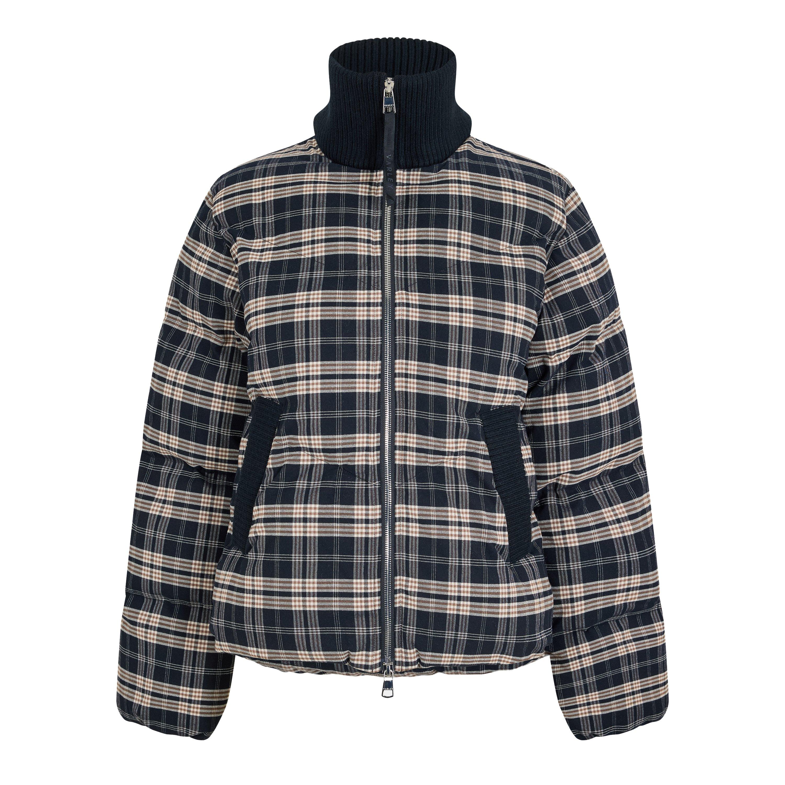 Varley Womens Bryony Short Puffer Jacket - navy check - Size 14 (L)