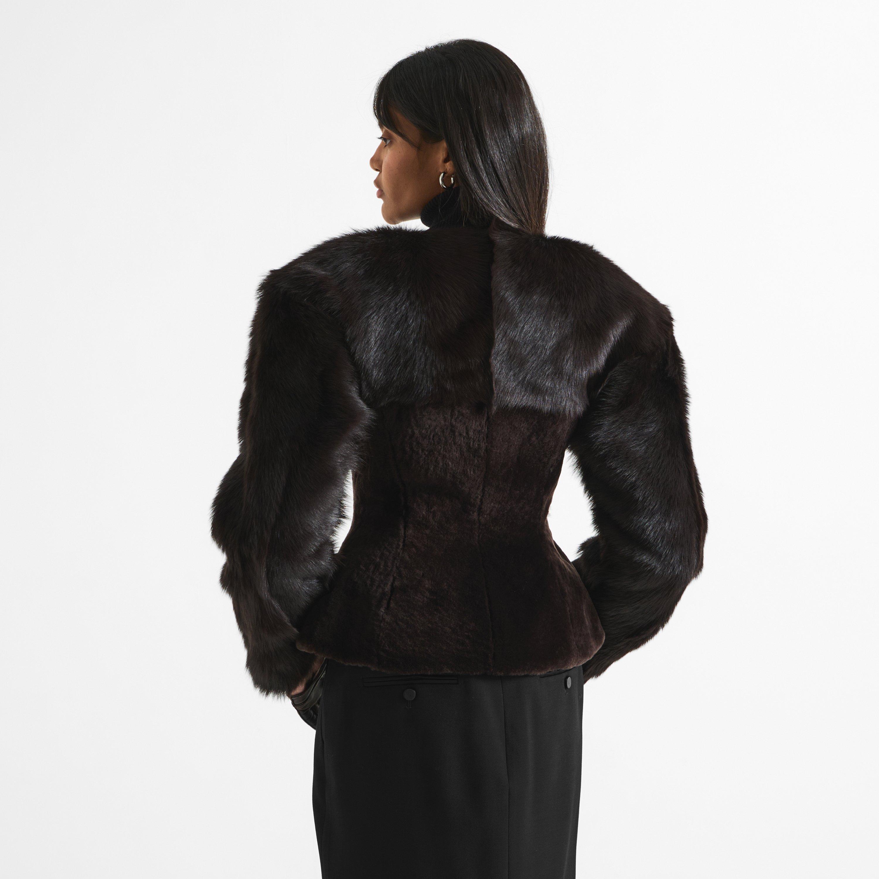 Brown - Magda Butrym - Women's Faux Fur Jacket - 4