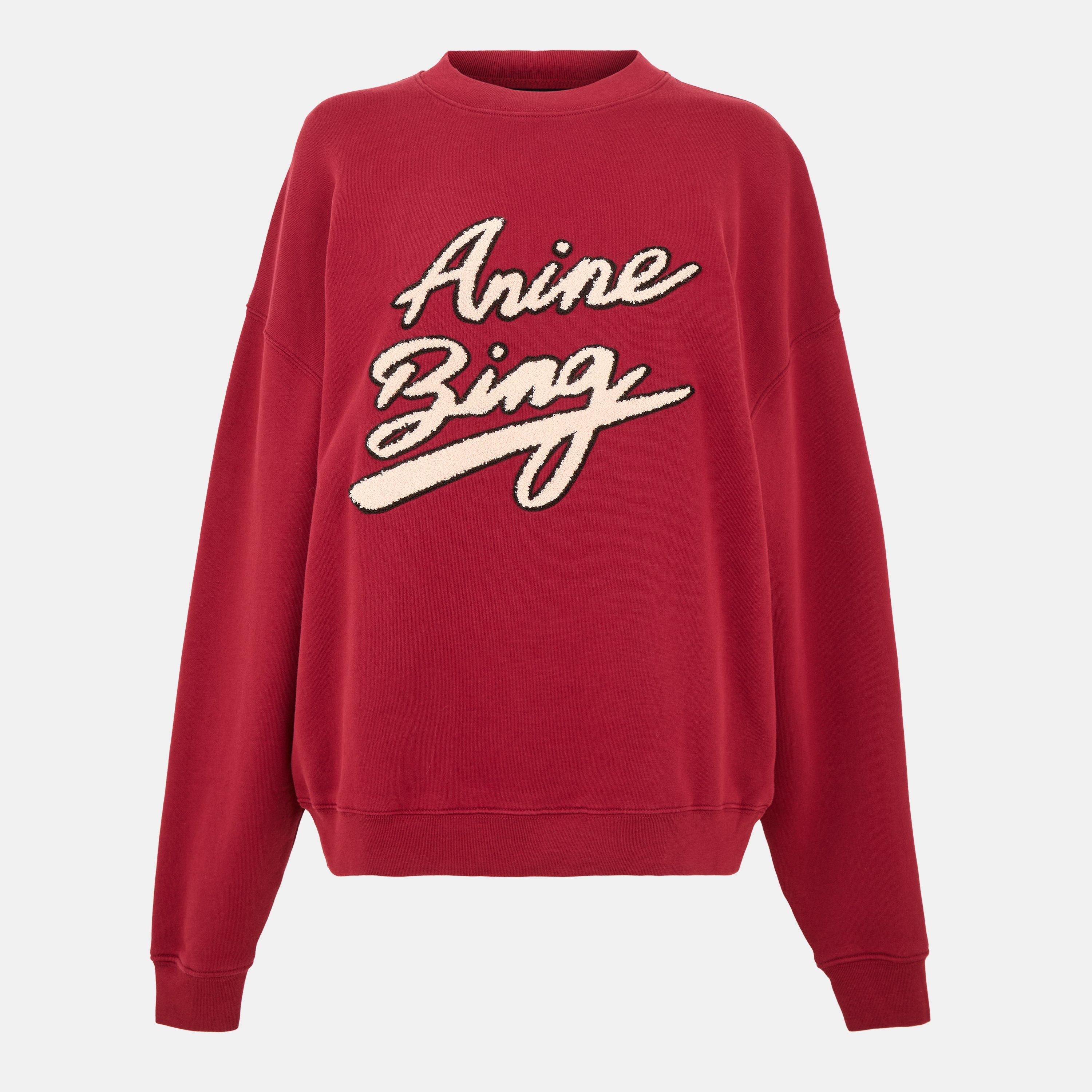 Anine Bing Womens Crew Sweater - BURGUNDY - Size 14 (L)