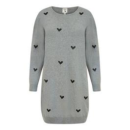 Yumi Yumi Grey Heart Print Relaxed Fit Tunic Dress