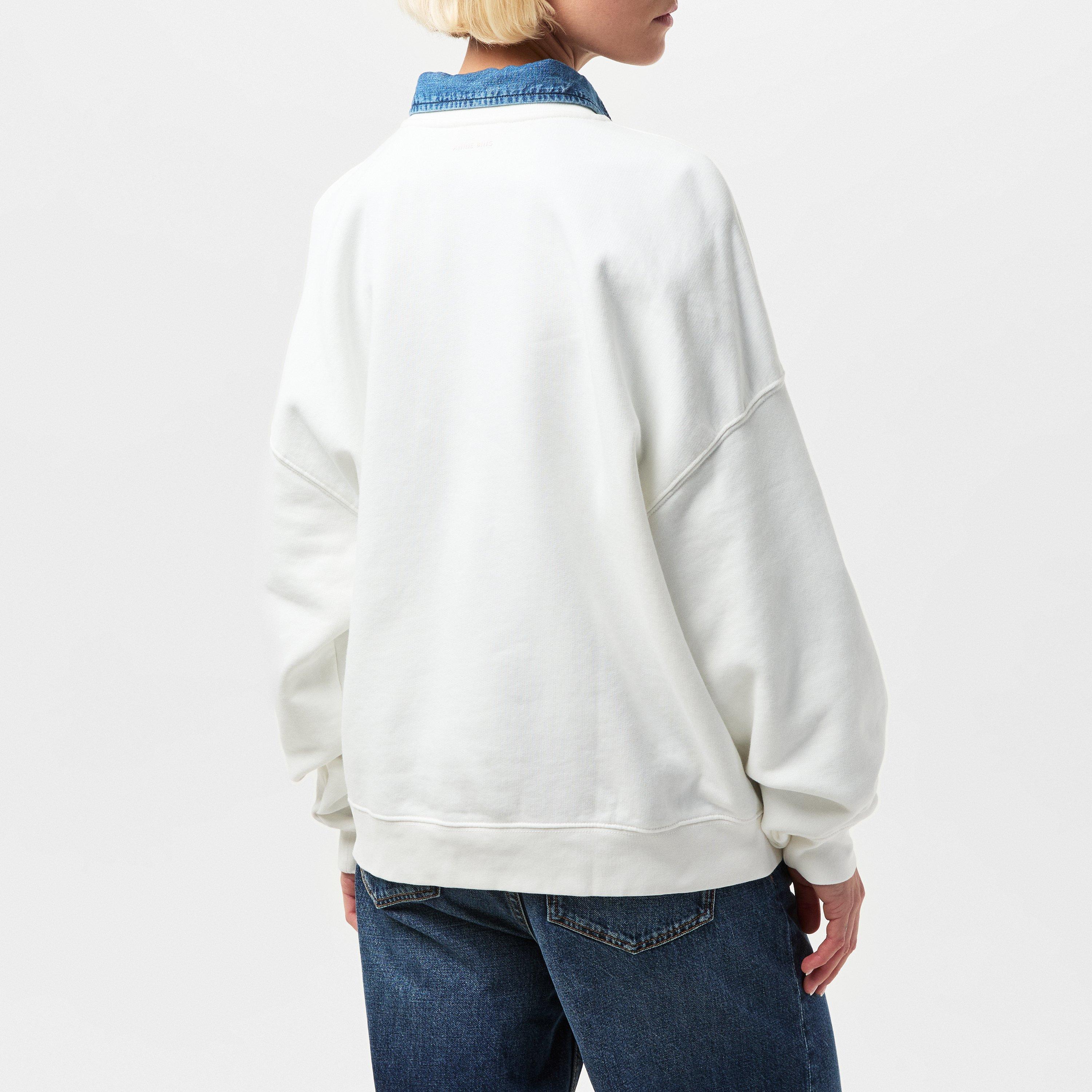 Off White - Anine Bing - Womens Miles Letterman Sweatshirt - 4
