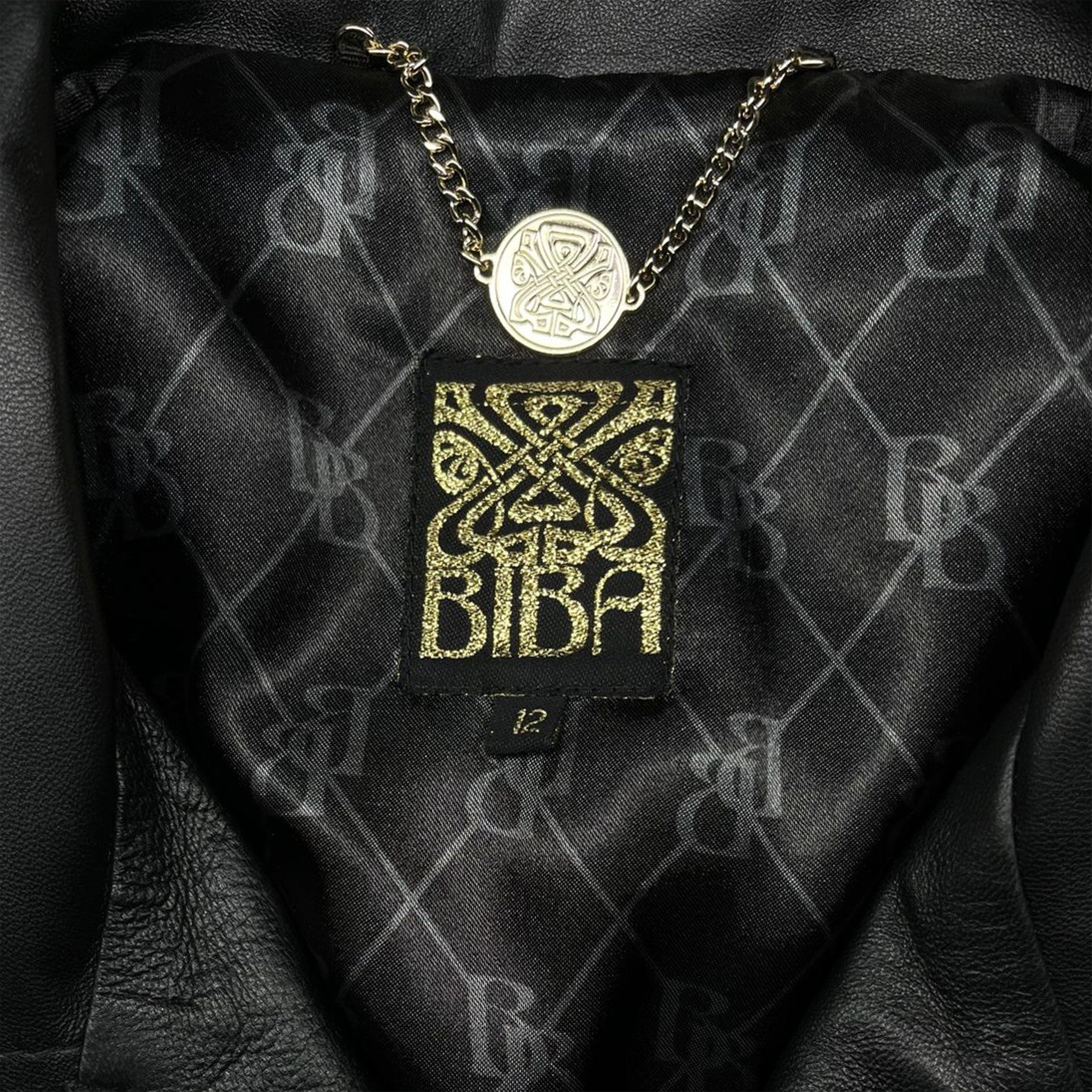 Black - Biba - Women's Genuine Sheepskin Biker 4 Pocket Leather Jacket - 4