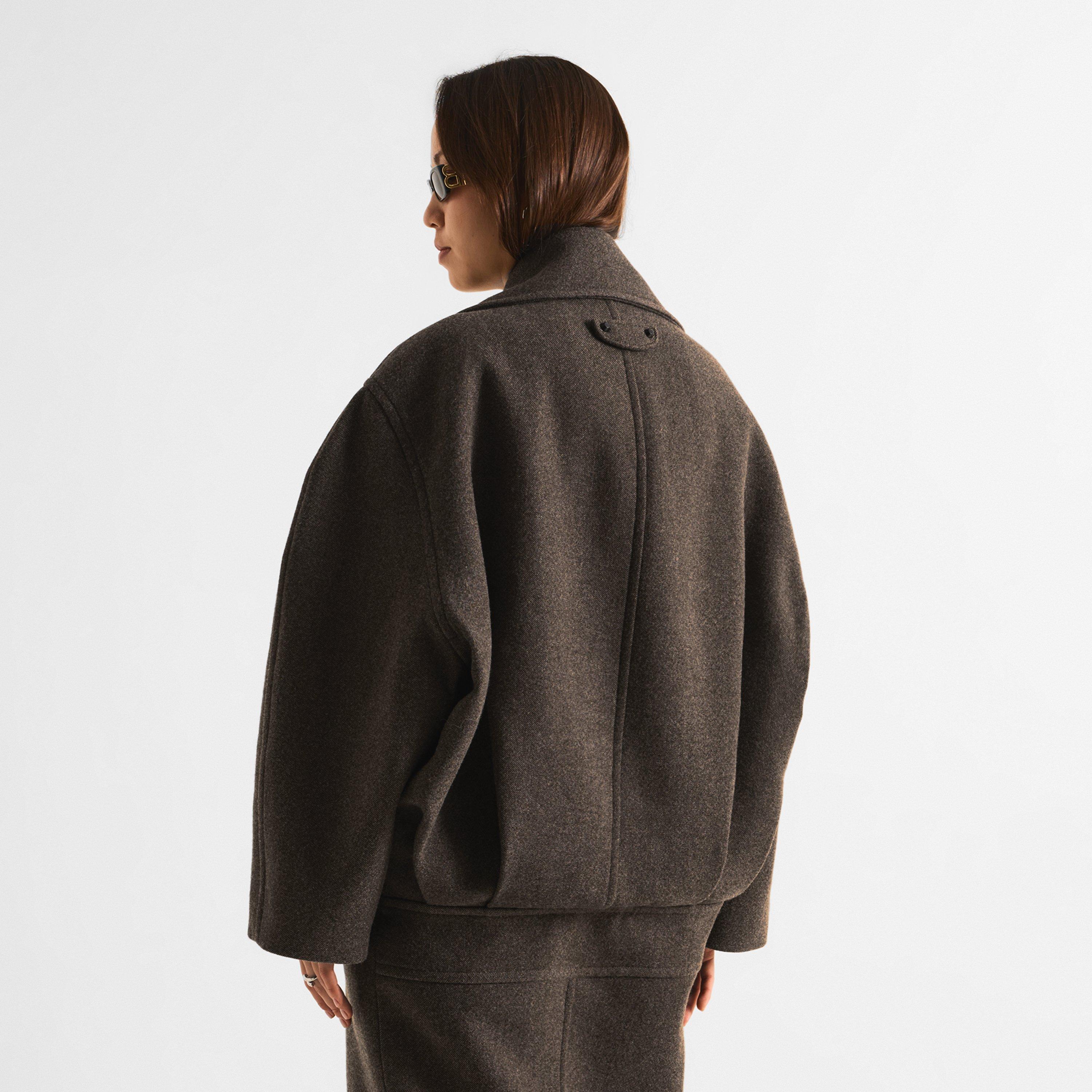 Dark Brown - Balenciaga - Women's Long Cocoon Wool Coat - 4