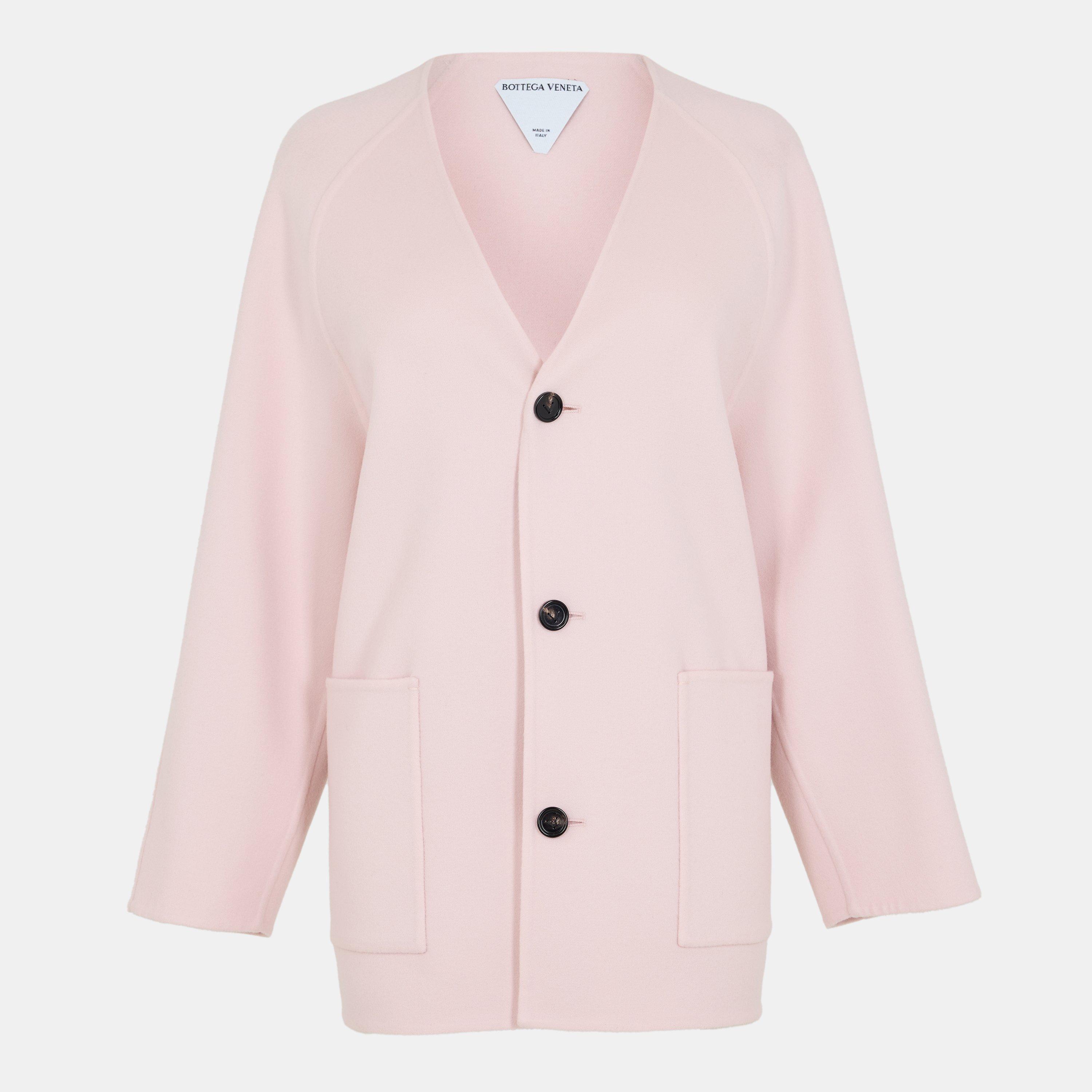 Pink Shell - Bottega Veneta - Women's Wool and Cashmere Long Sleeve Overcoat - 1