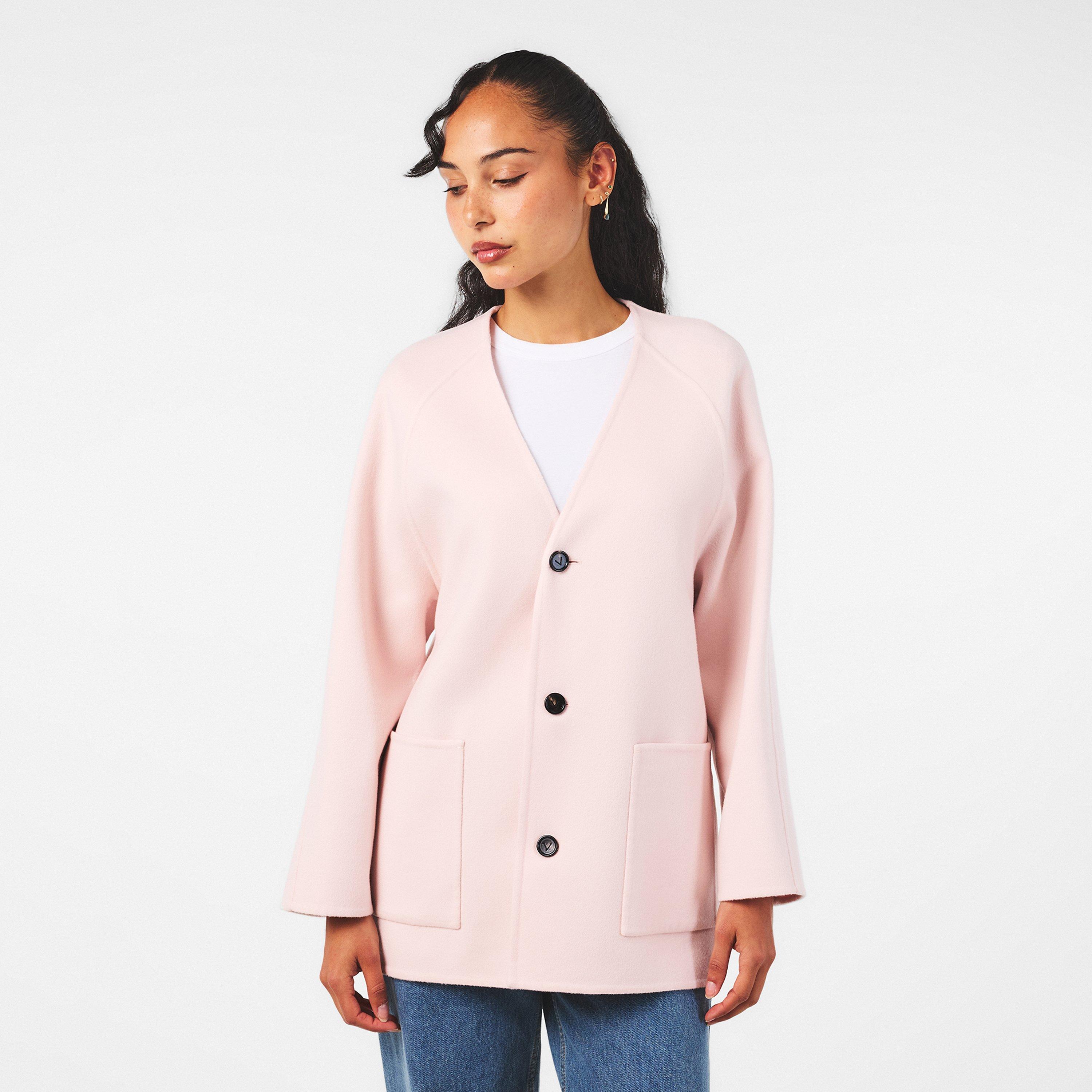 Pink Shell - Bottega Veneta - Women's Wool and Cashmere Long Sleeve Overcoat - 3