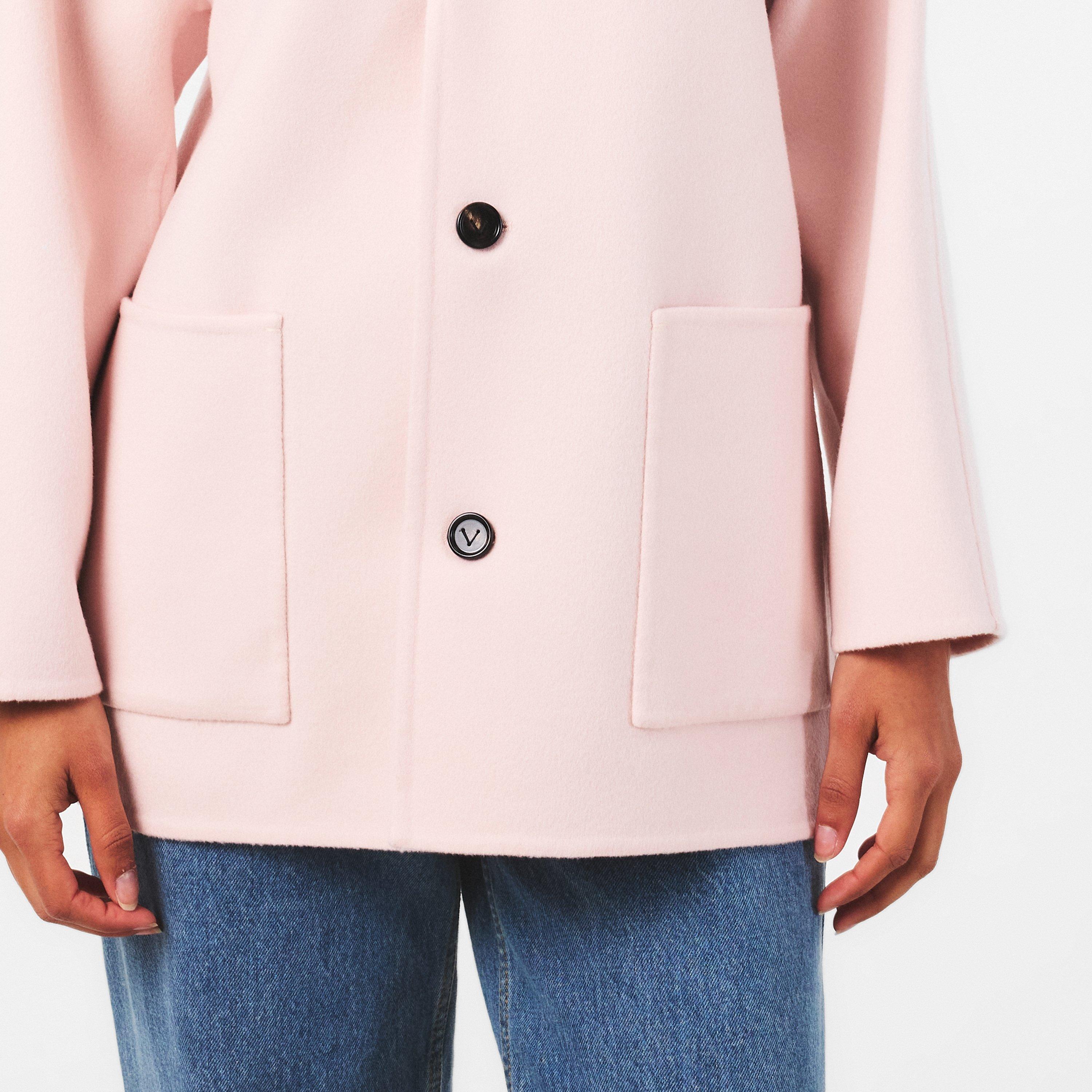 Pink Shell - Bottega Veneta - Women's Wool and Cashmere Long Sleeve Overcoat - 5