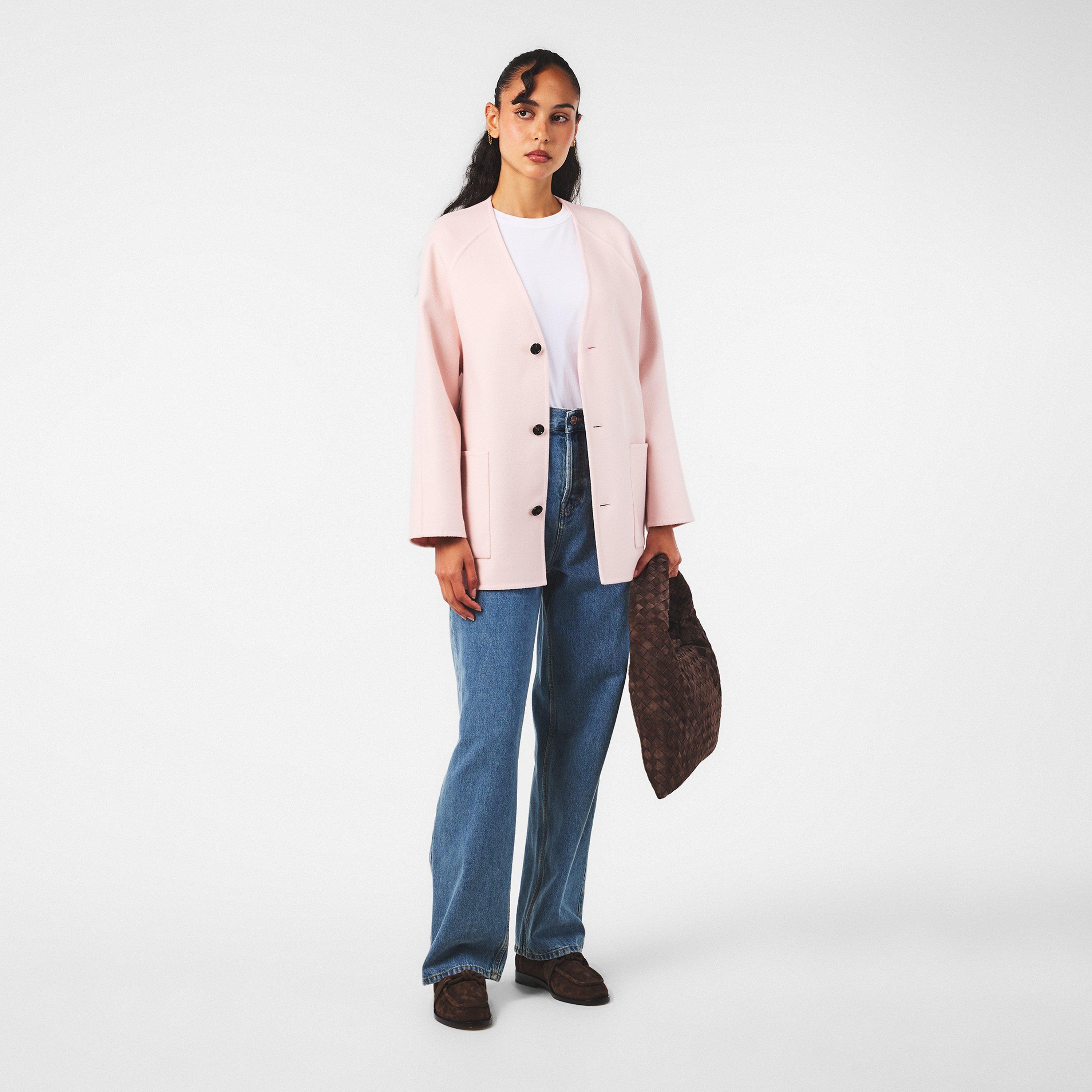 Pink Shell - Bottega Veneta - Women's Wool and Cashmere Long Sleeve Overcoat - 6