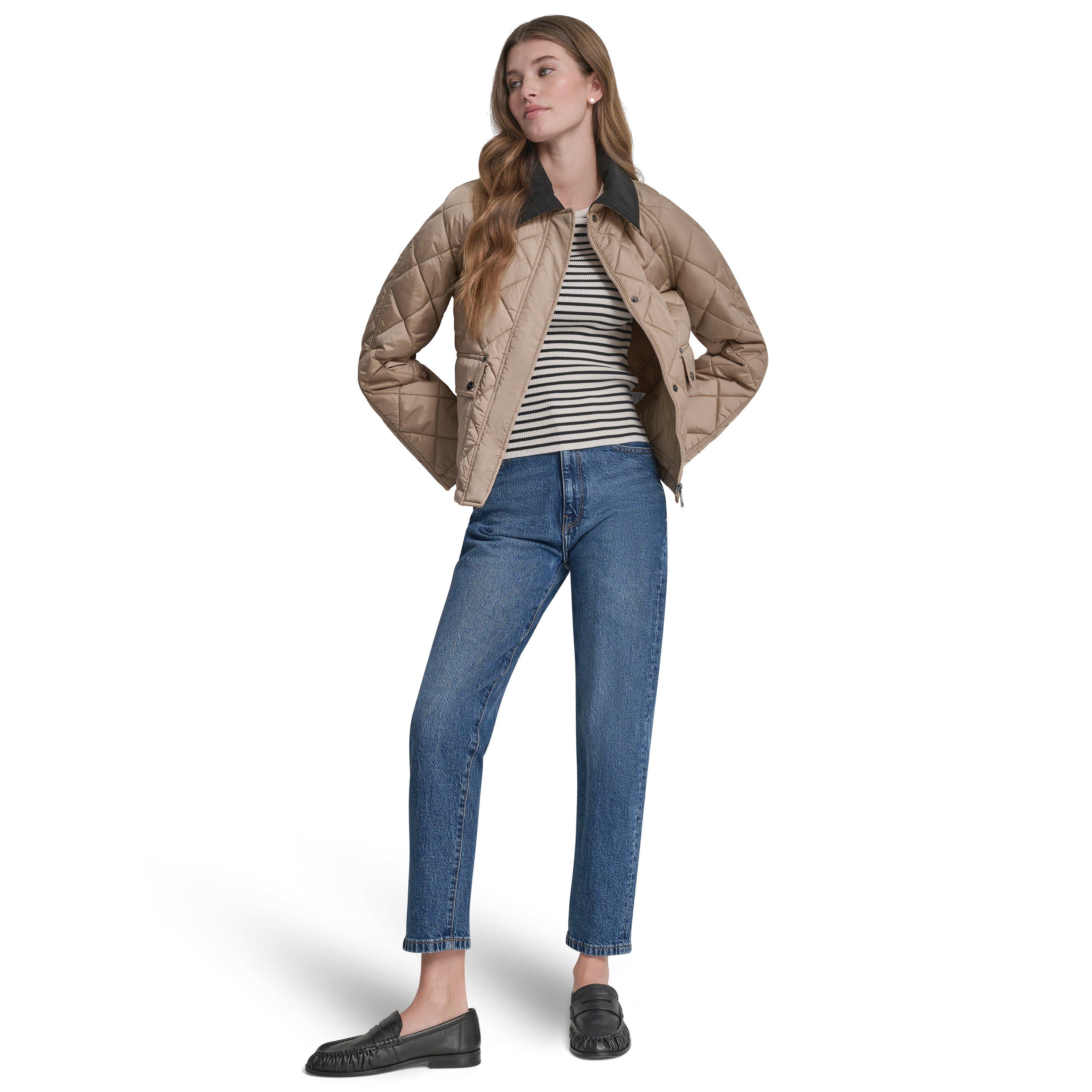 Dkny Women's Quilted Jacket - Khaki - 12 (M)