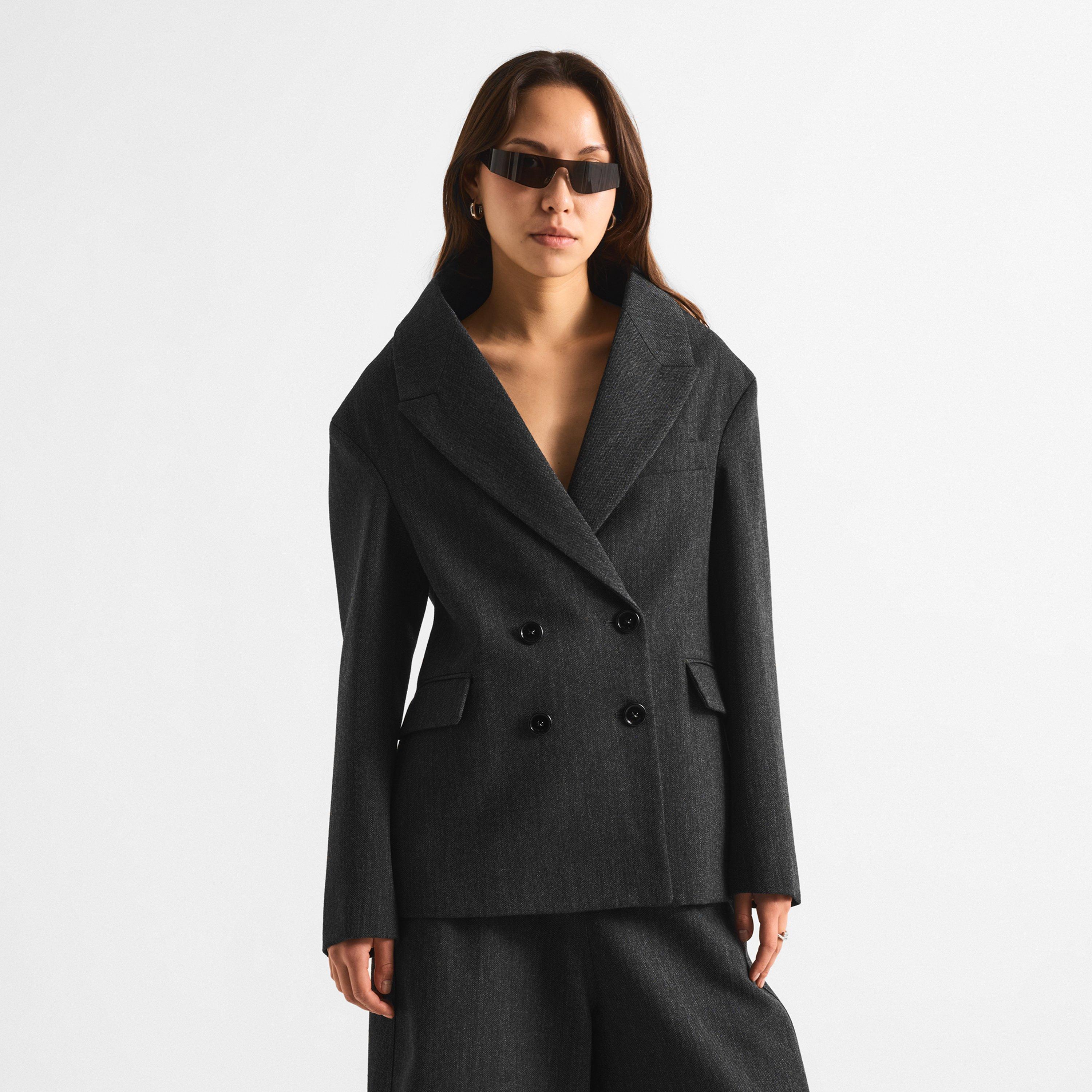 Dark Grey - Balenciaga - Women's Stola Wool Tailored-Fit Jacket - 3