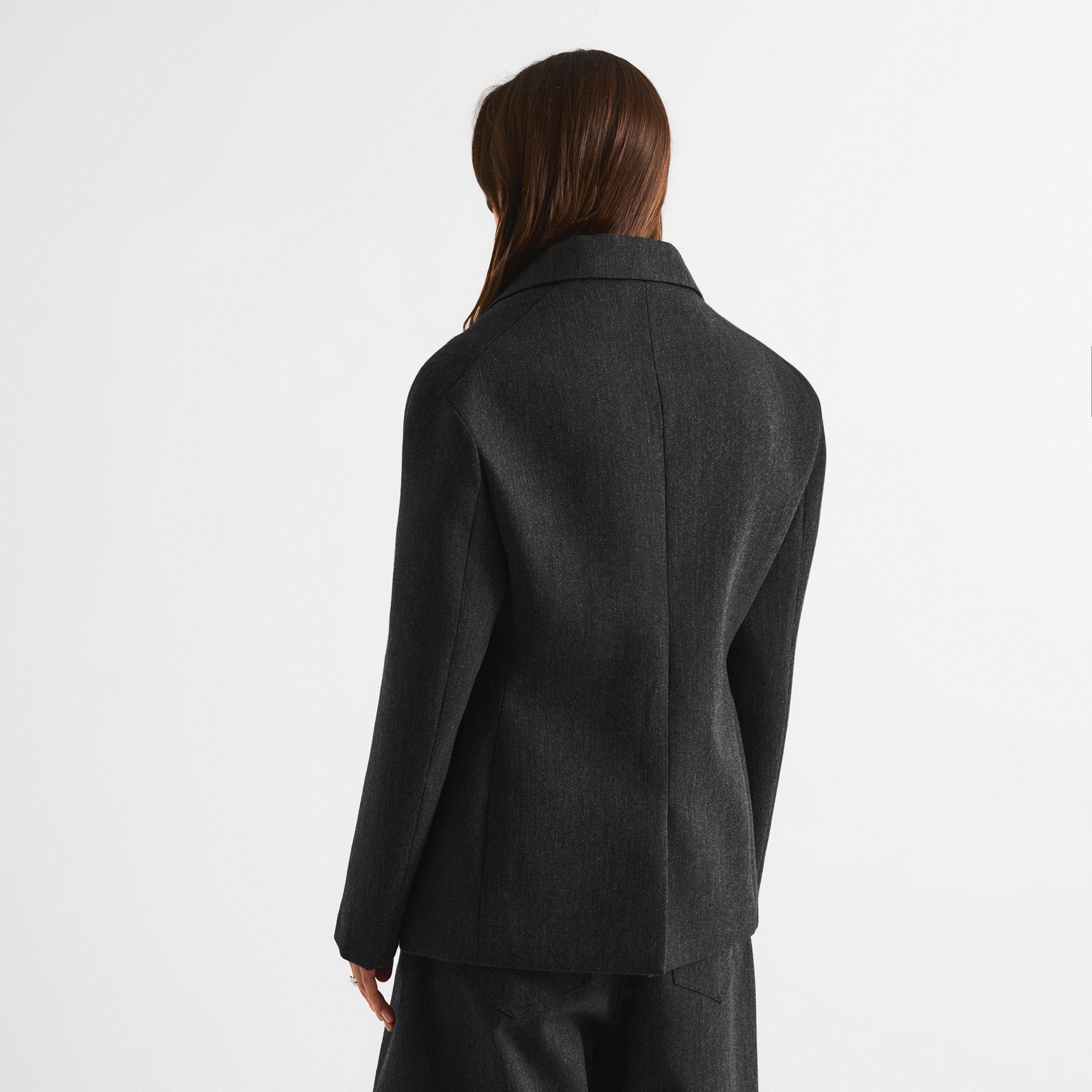 Dark Grey - Balenciaga - Women's Stola Wool Tailored-Fit Jacket - 4