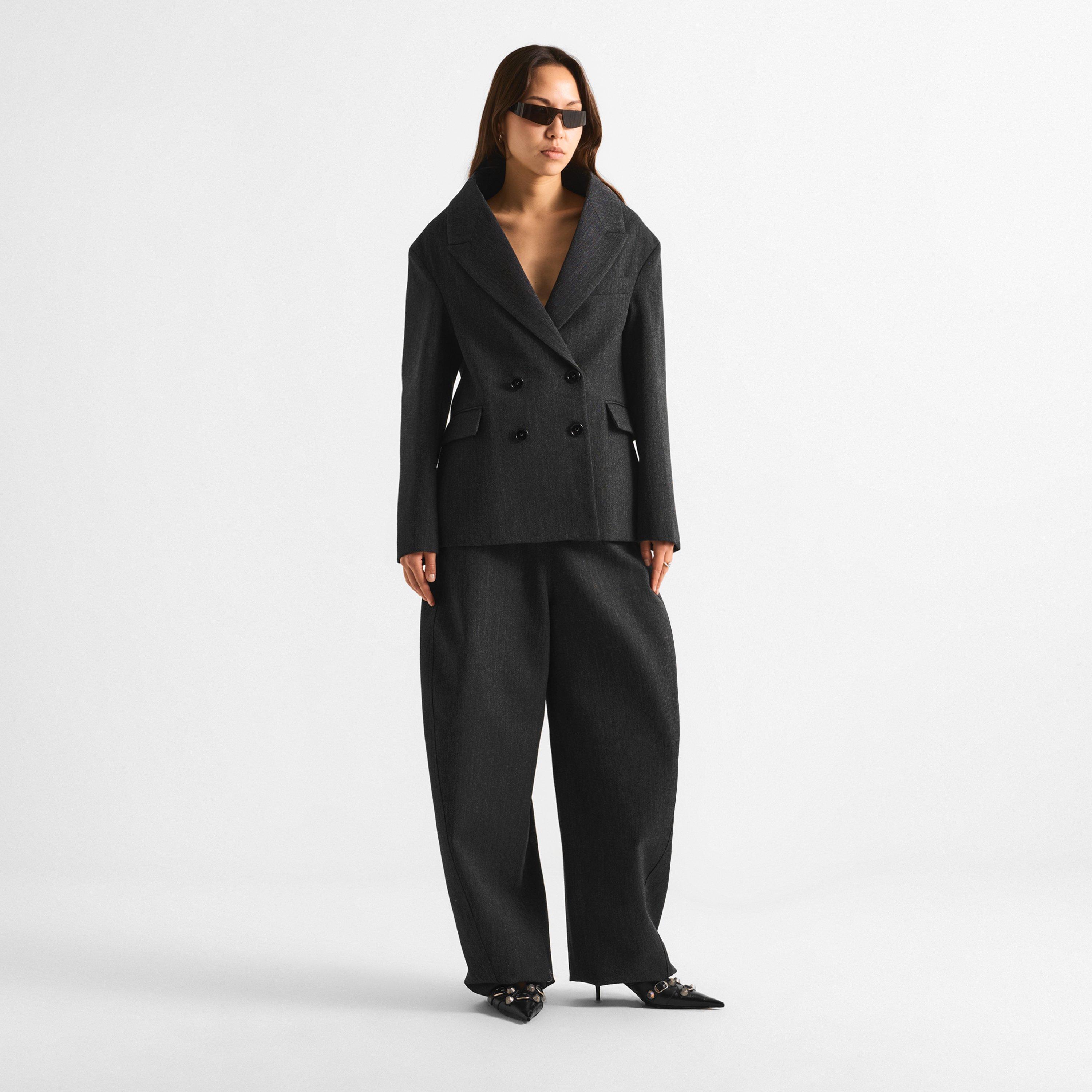 Dark Grey - Balenciaga - Women's Stola Wool Tailored-Fit Jacket - 6