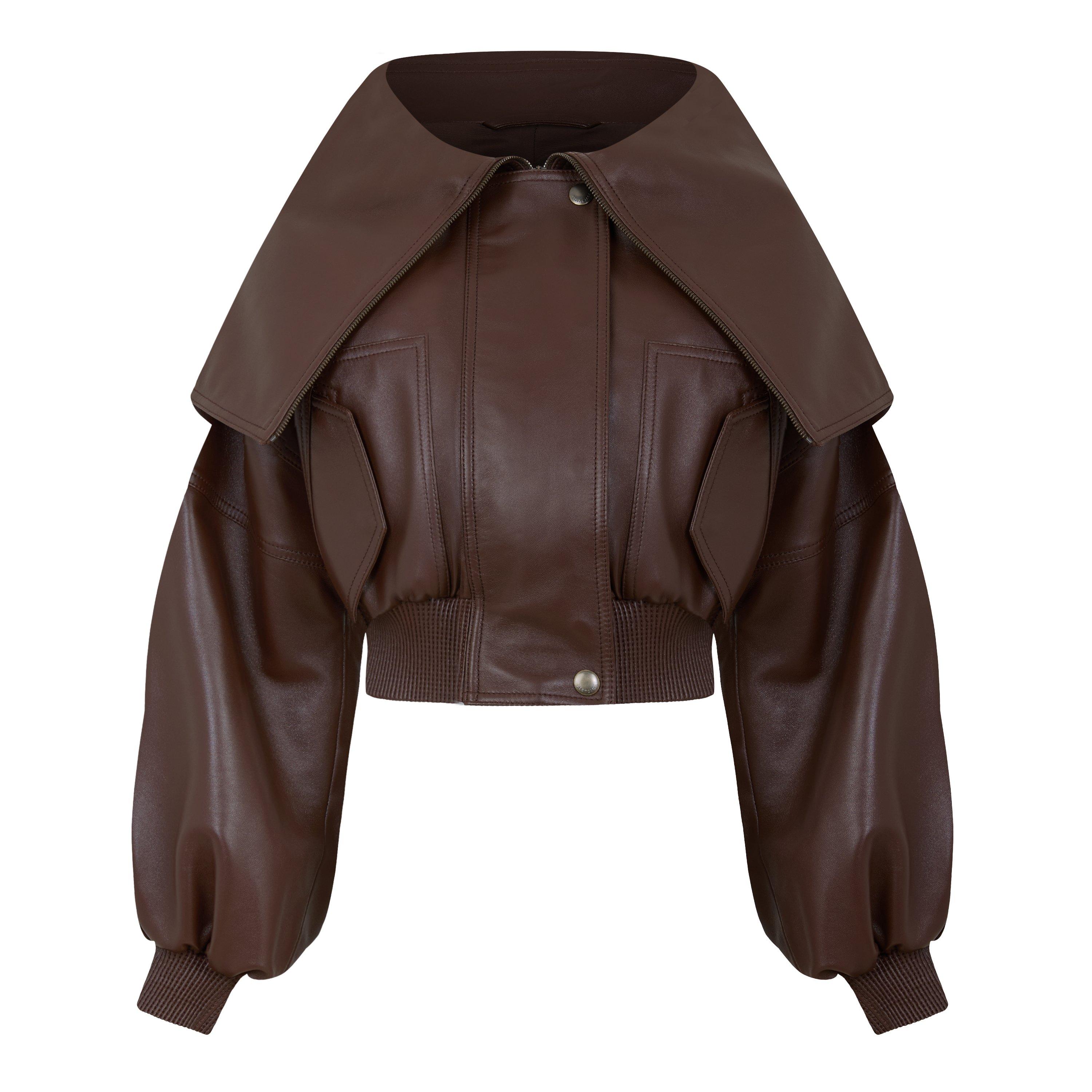 Dark Brown - Balenciaga - Bal Collared Leather Ld64 - 1