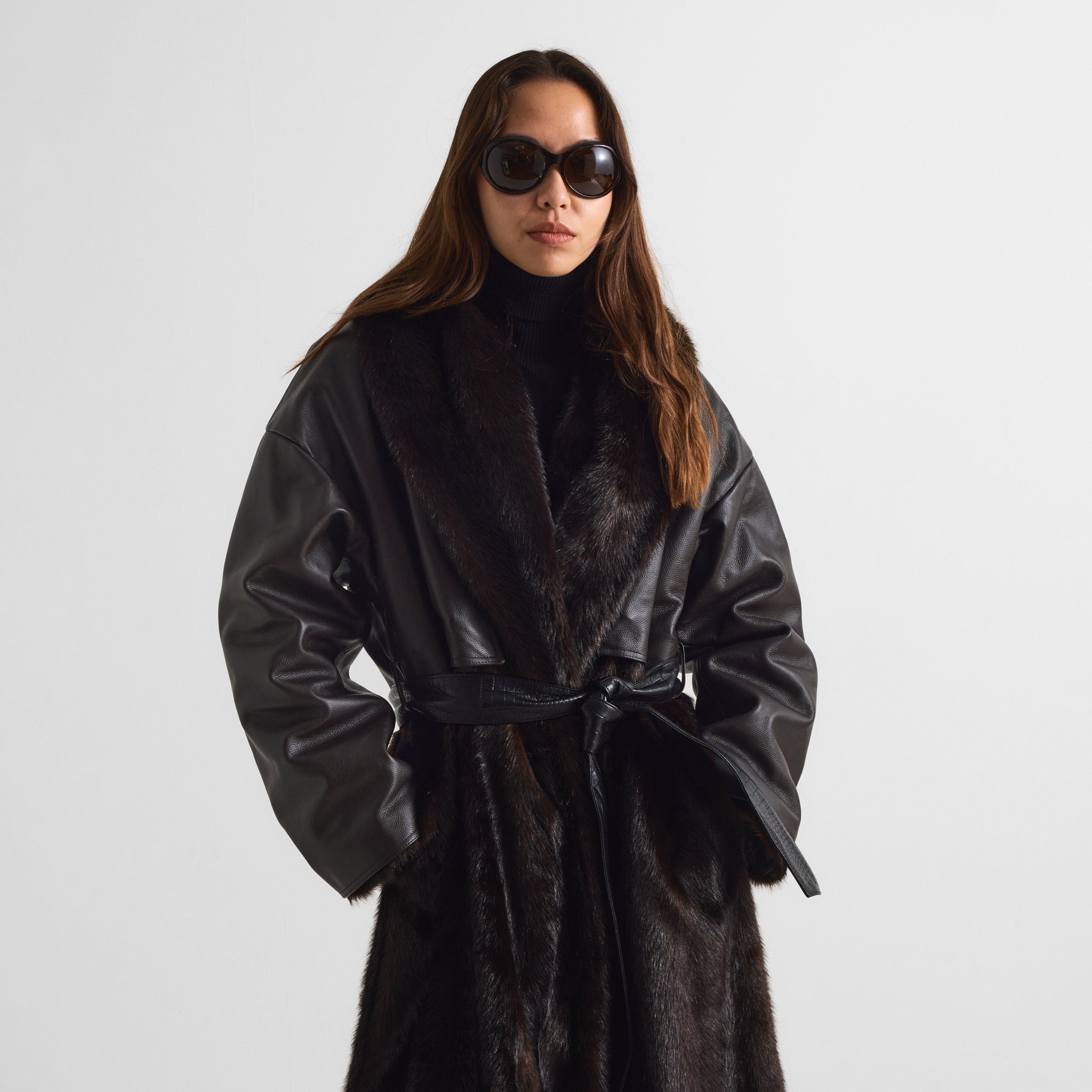 Brown - Magda Butrym - Women's Magda Coat 22 Faux Leather Jacket - 3