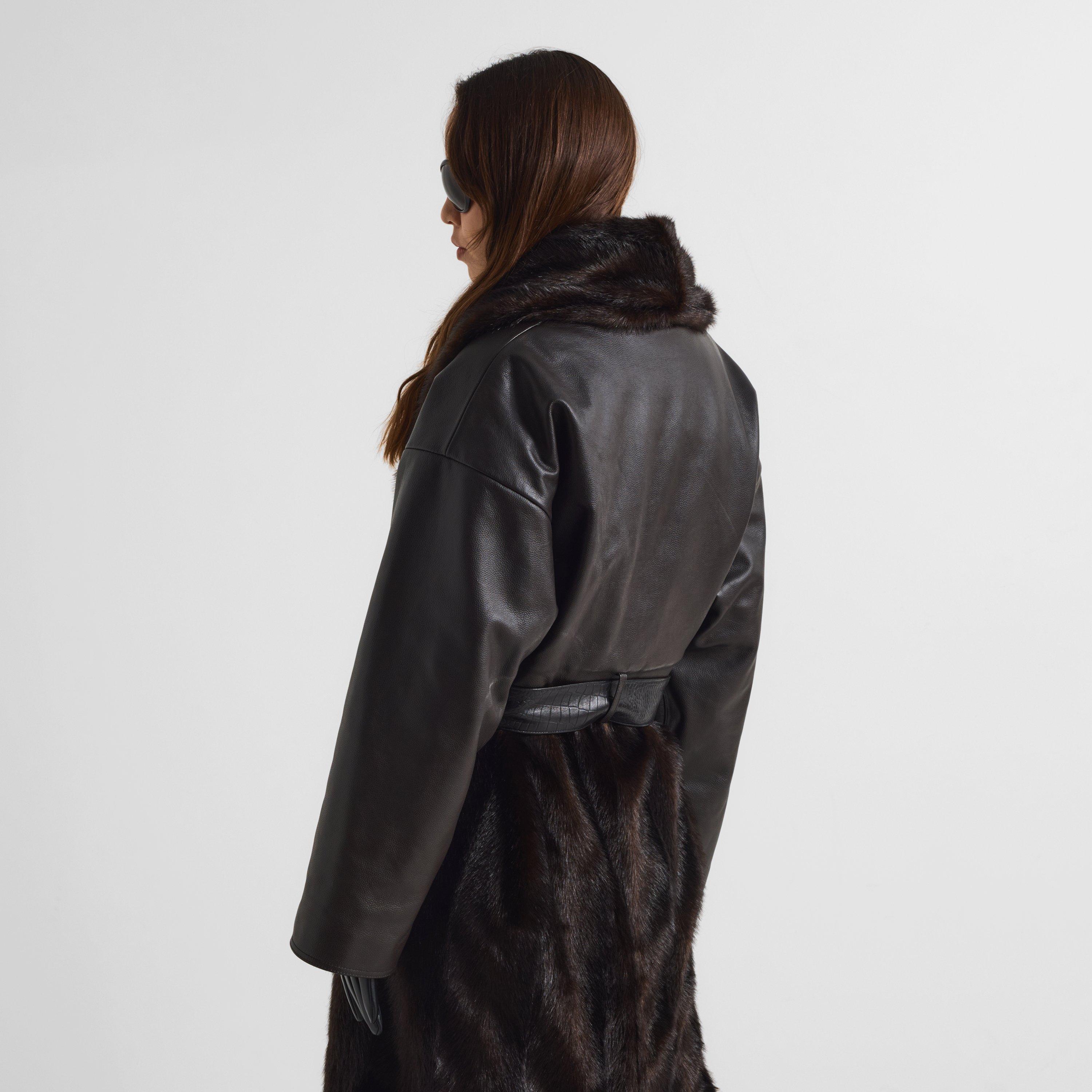 Brown - Magda Butrym - Women's Magda Coat 22 Faux Leather Jacket - 4