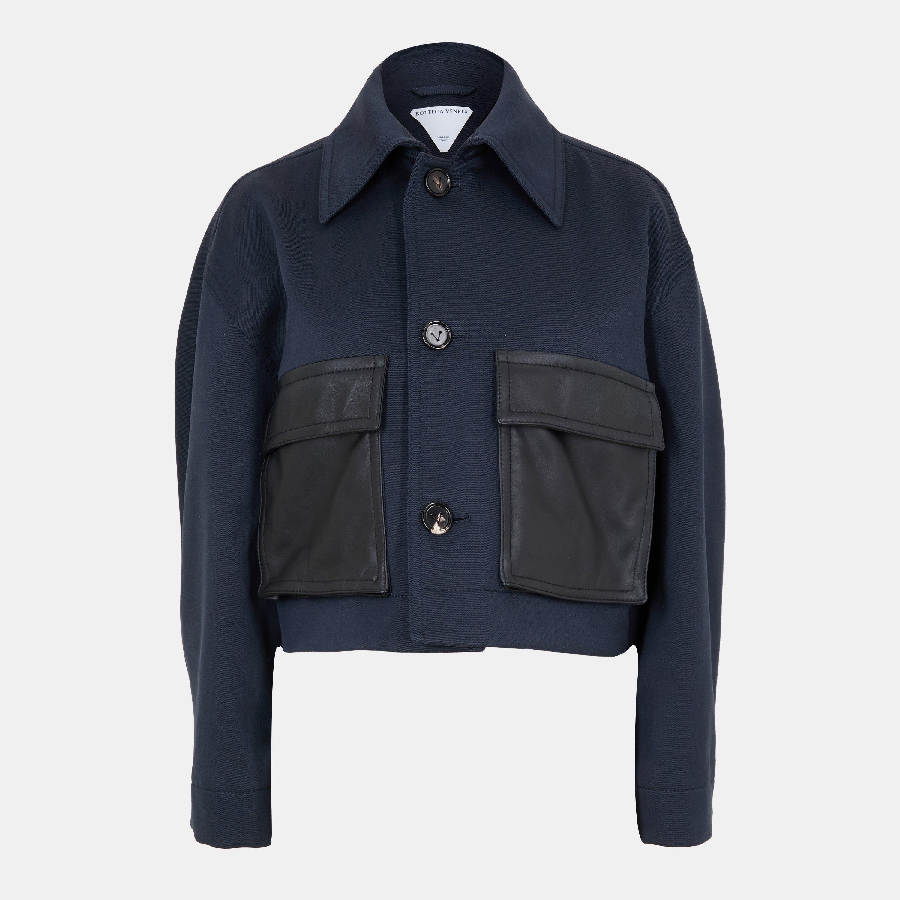 Midnight Blue - Bottega Veneta - Women's Wool Long Sleeve Hip Length Bomber Jacket - 1