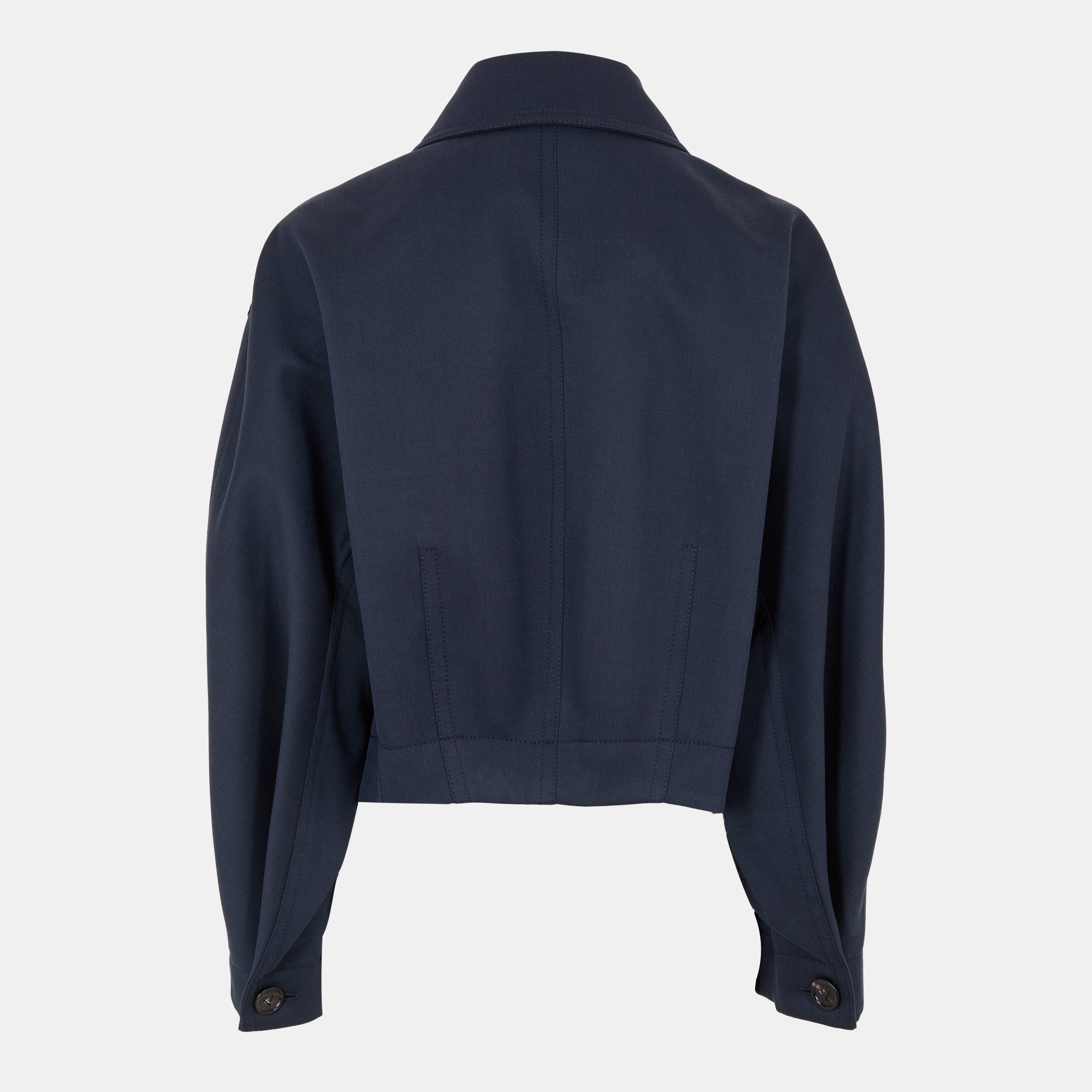 Midnight Blue - Bottega Veneta - Women's  Wool Long Sleeve Bomber Jacket - 2