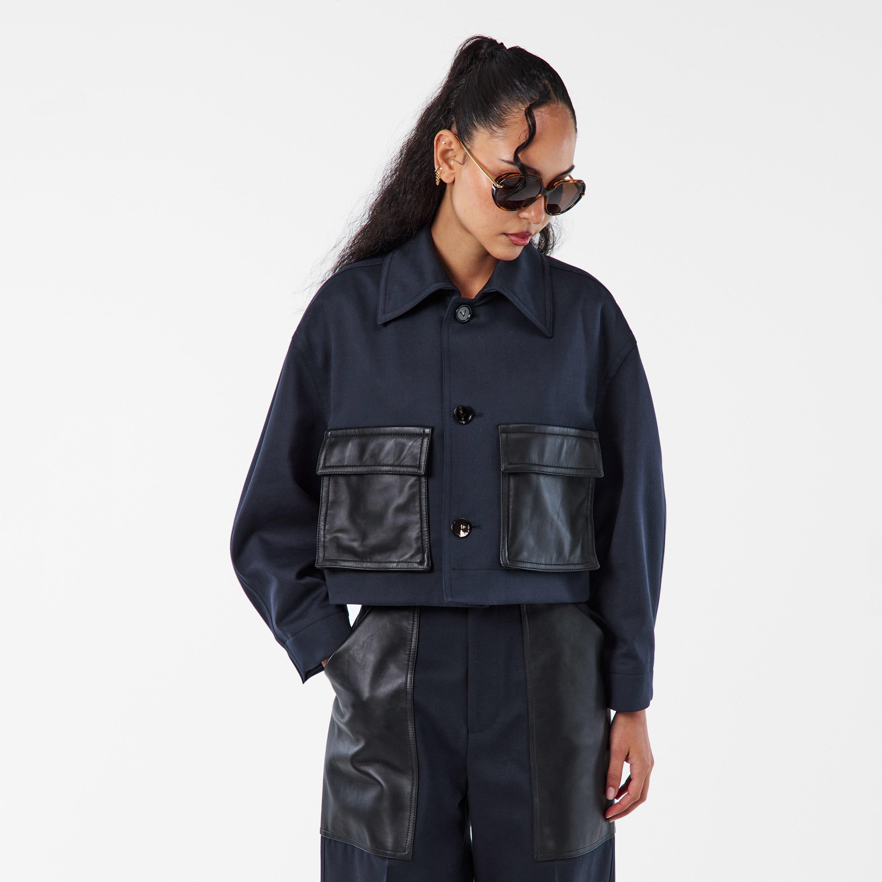 Midnight Blue - Bottega Veneta - Women's  Wool Long Sleeve Bomber Jacket - 3