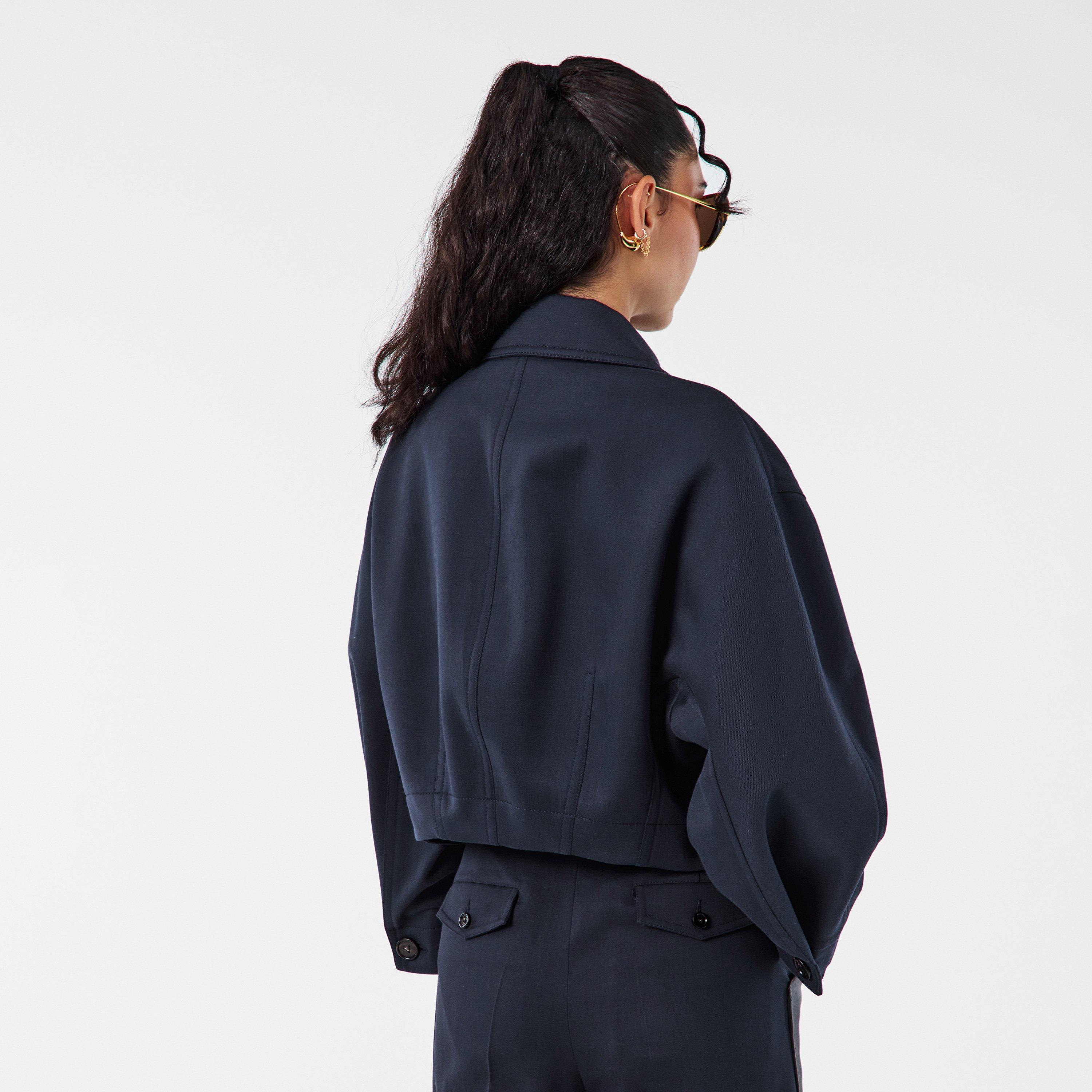 Midnight Blue - Bottega Veneta - Women's  Wool Long Sleeve Bomber Jacket - 4