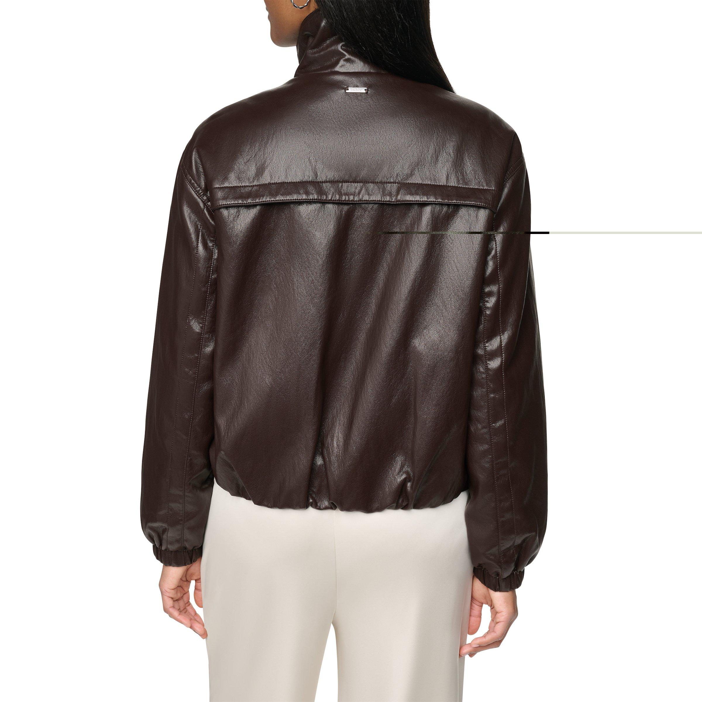 Dark Brown - DKNY - DKNY Lined Lther Jkt Ld64 - 3