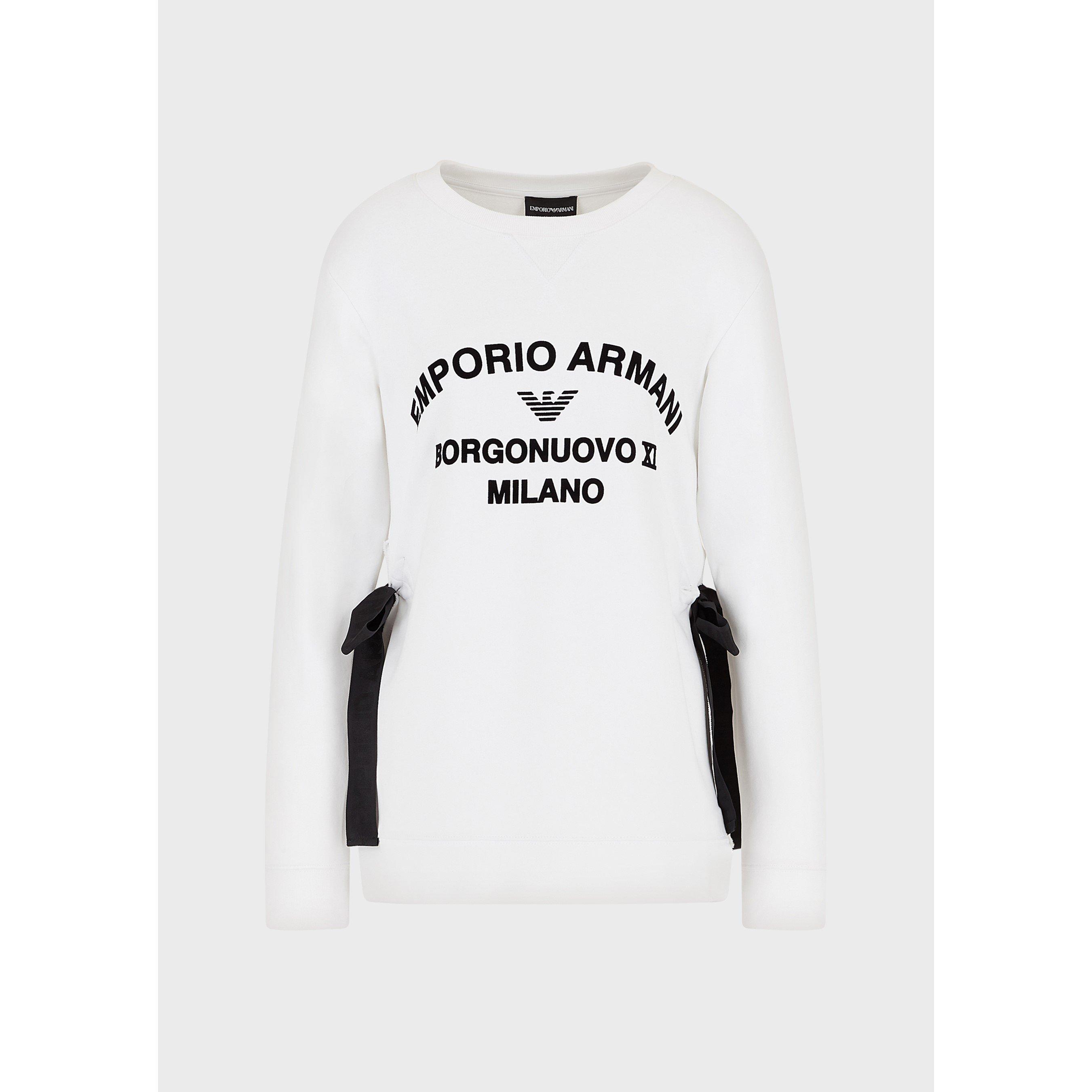 Bianco Ottico - Emporio Armani - Women's Ribbon Velvet Logo Sweatshirt - 1
