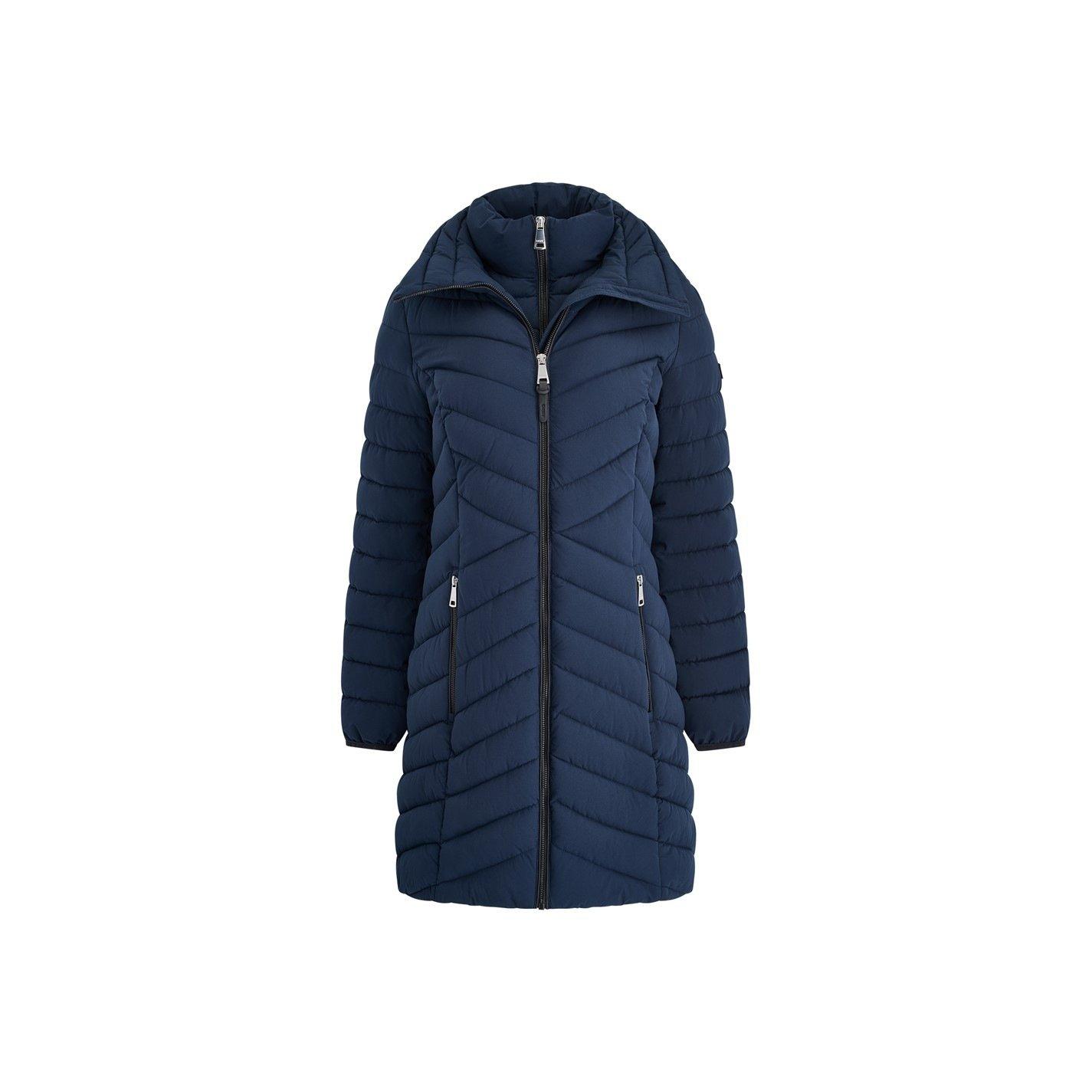 Navy - DKNY - Womens  Double-Zip Quilted Medium Puffer Jacket - 4