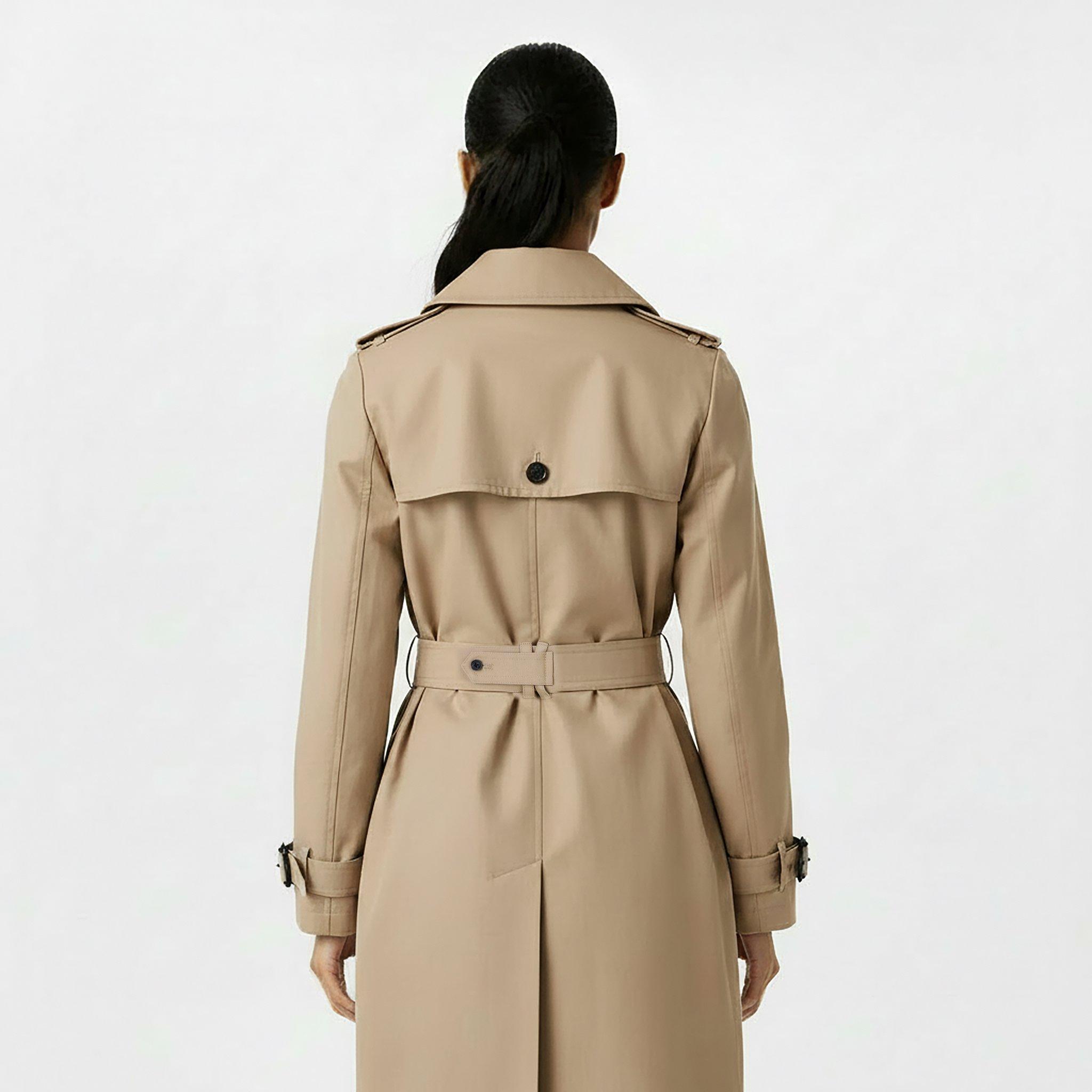 Stone - Jack Wills - Women's  Double Breasted Cotton Water Resistant Mid-Length Trench Coat - 4