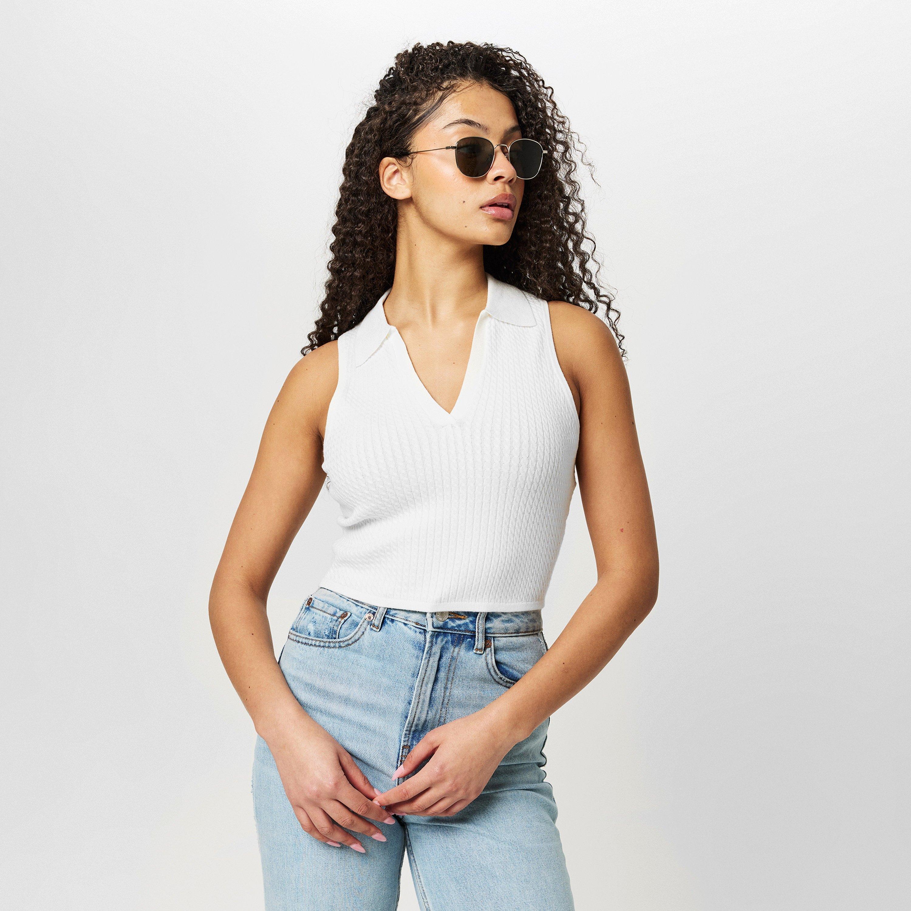 Bianco vintage - Jack Wills - Cable Stitch Polo Sweater Vest - 3