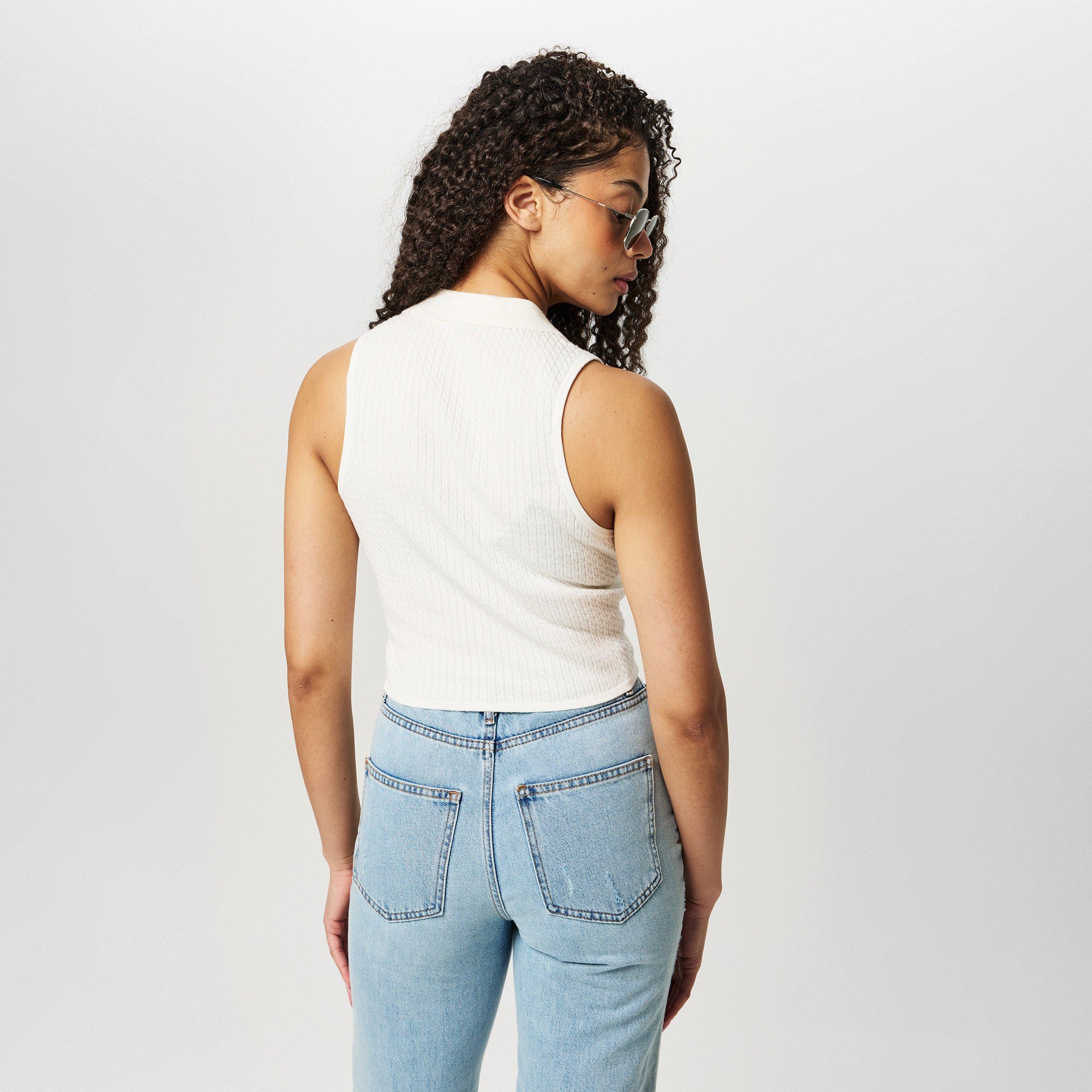 Bianco vintage - Jack Wills - Cable Stitch Polo Sweater Vest - 4