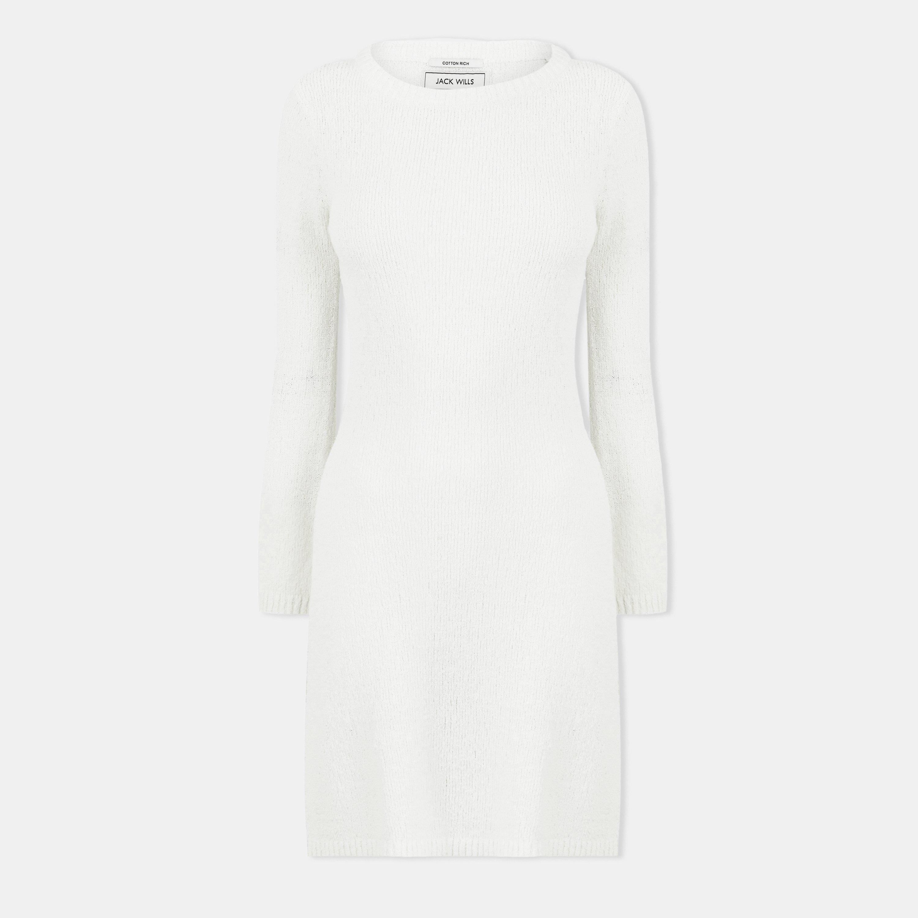 Vintage White - Jack Wills - Women's Knitted Bell-Sleeve Mini Jumper Dress - 1