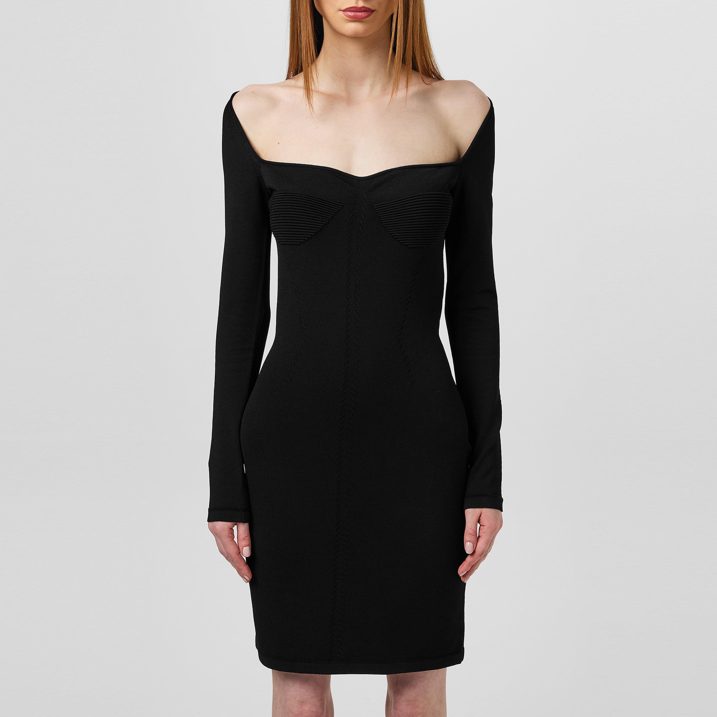 Black 900 - DSquared2 - Women's Square Neck Mini Knitted Jumper Dress - 3