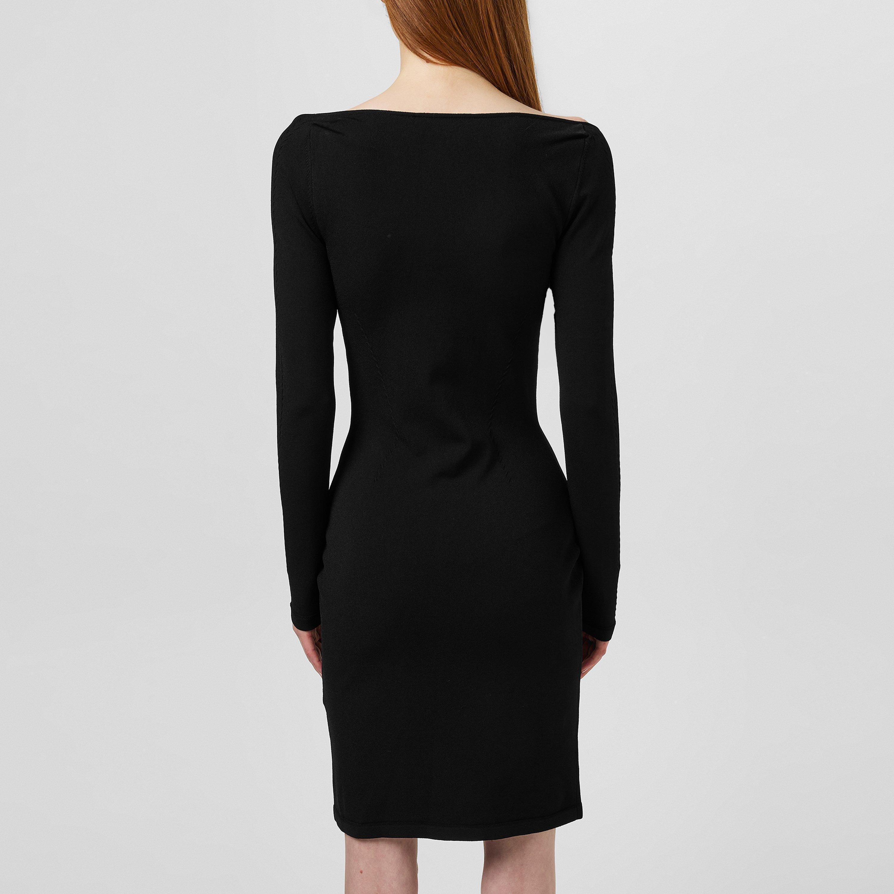 Black 900 - DSquared2 - Women's Square Neck Mini Knitted Jumper Dress - 4